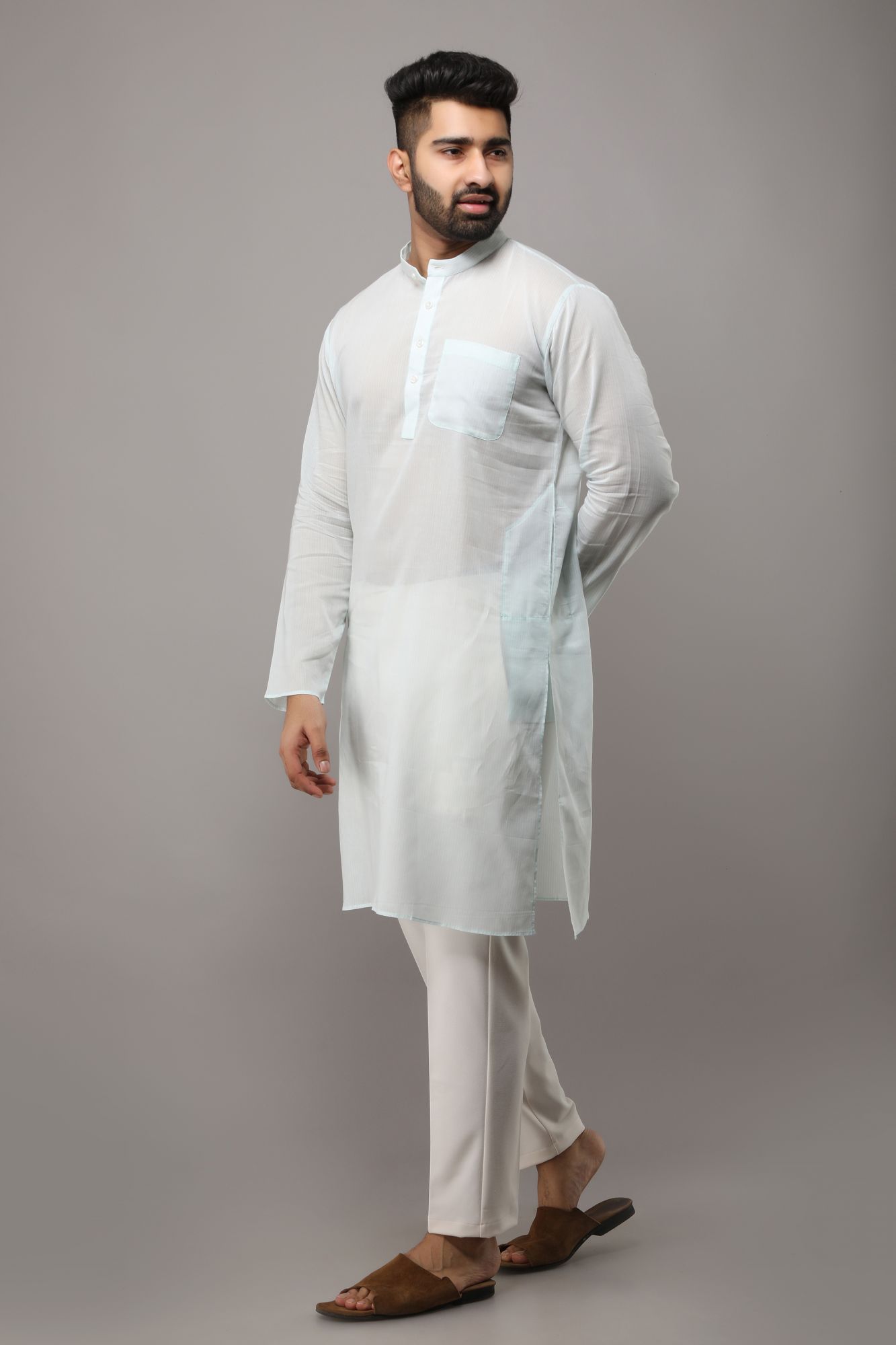 Mens Long Striped Kurta