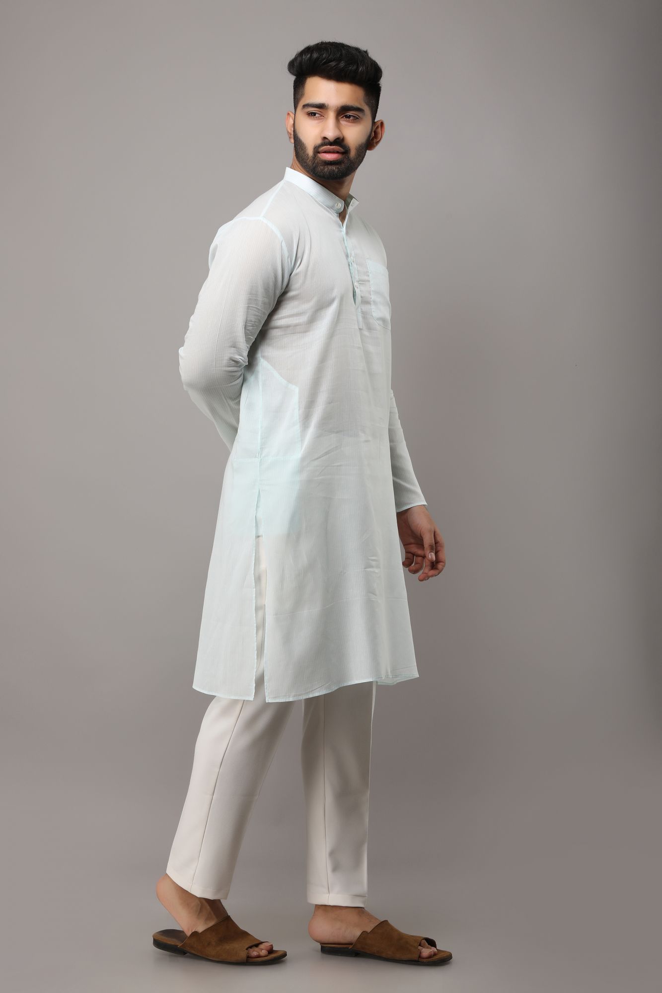 Mens Long Striped Kurta