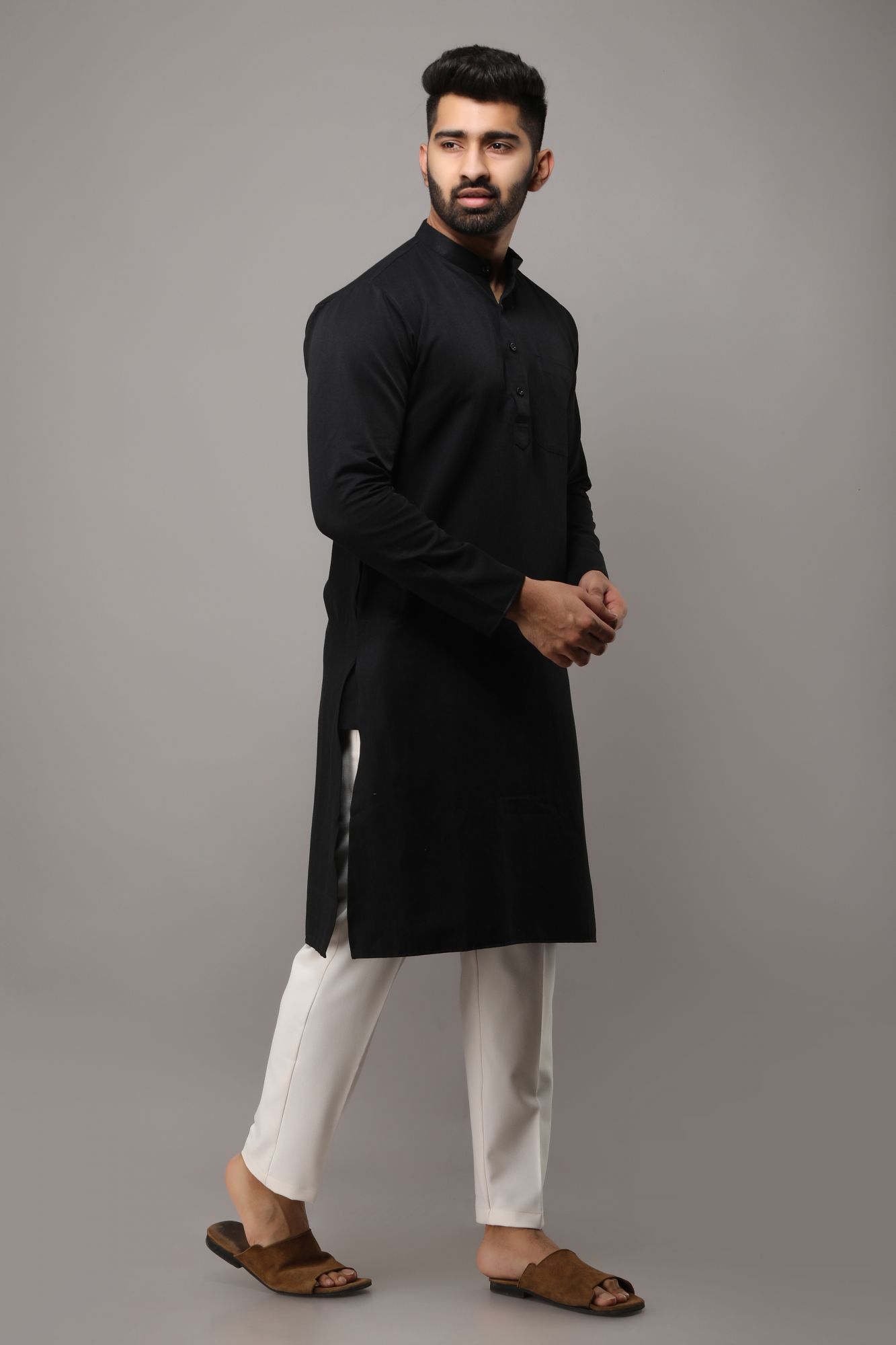 Mens All Black Kurta