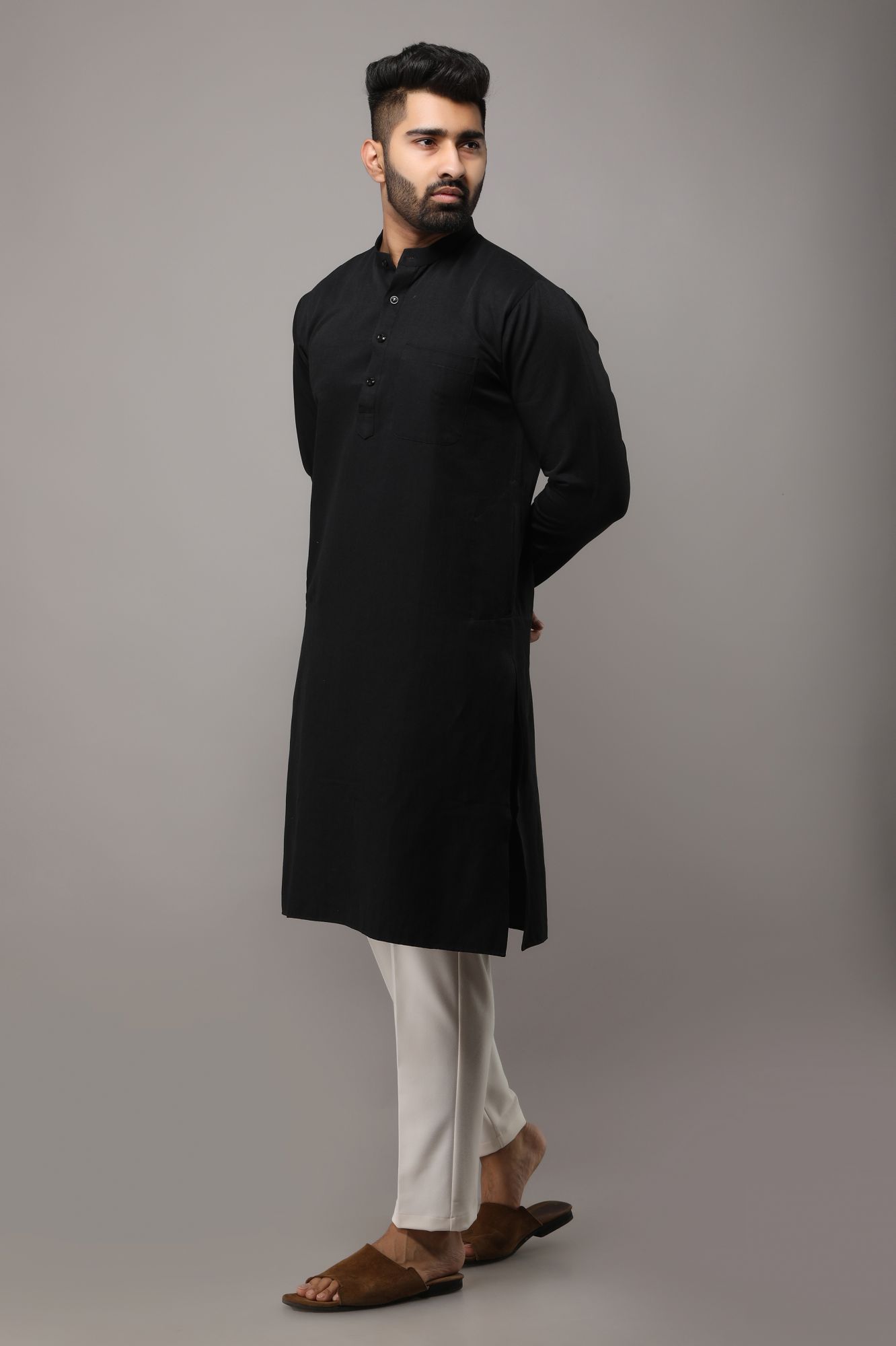 Mens All Black Kurta