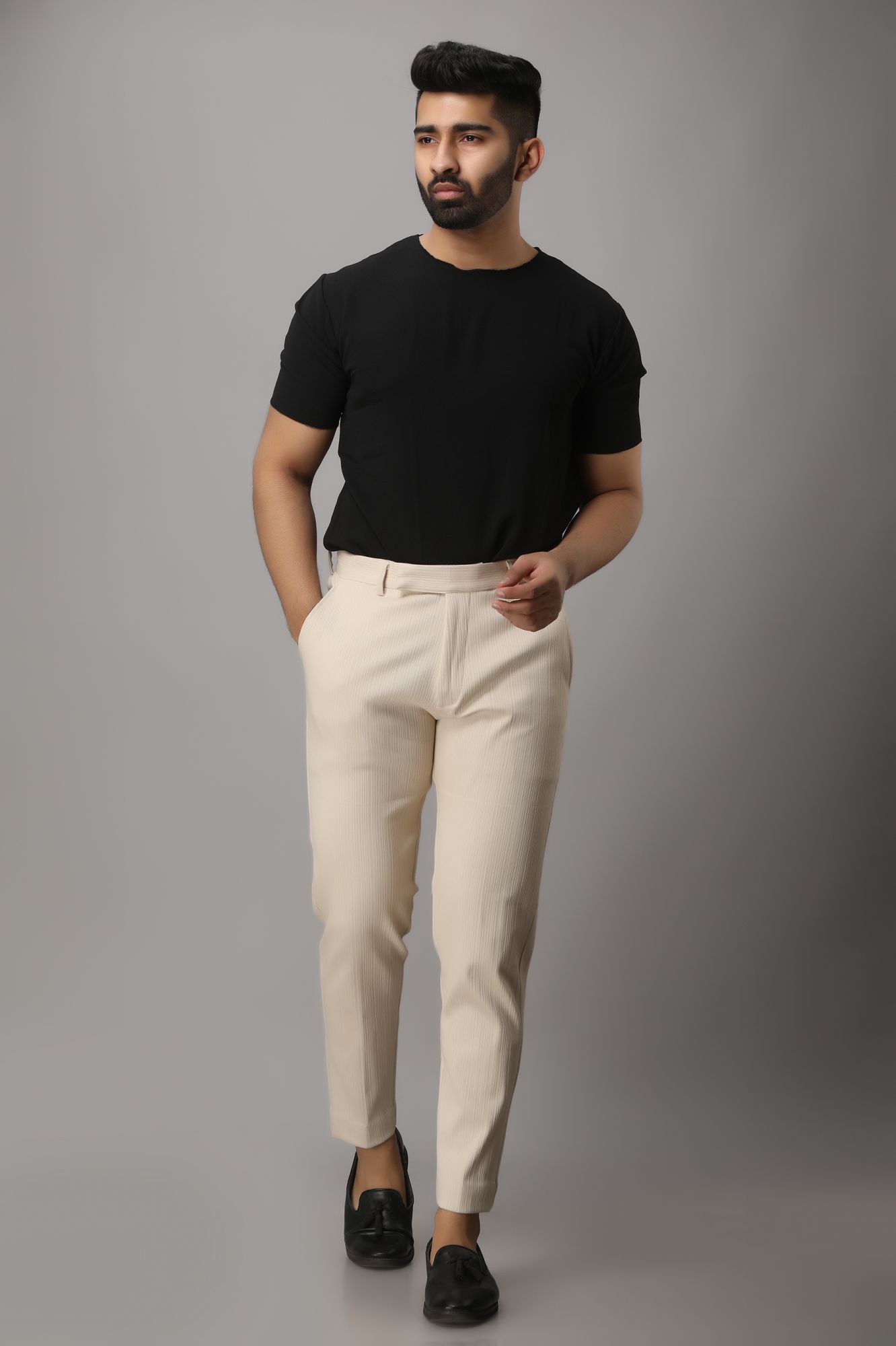 Mens Textured Tailored Fit Pants