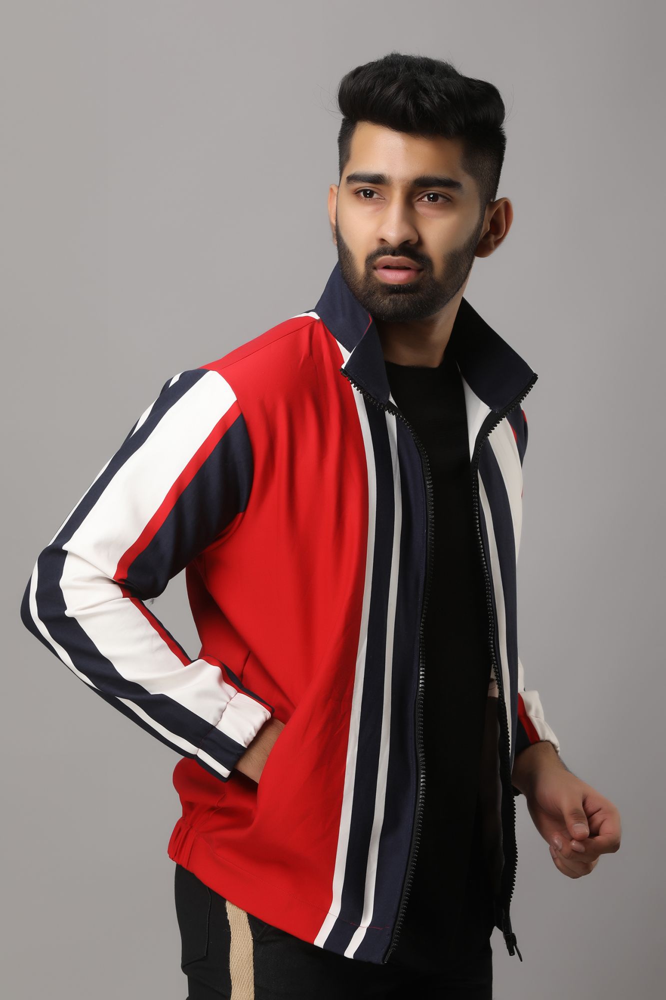 Mens Multicolor Bomber Jacket