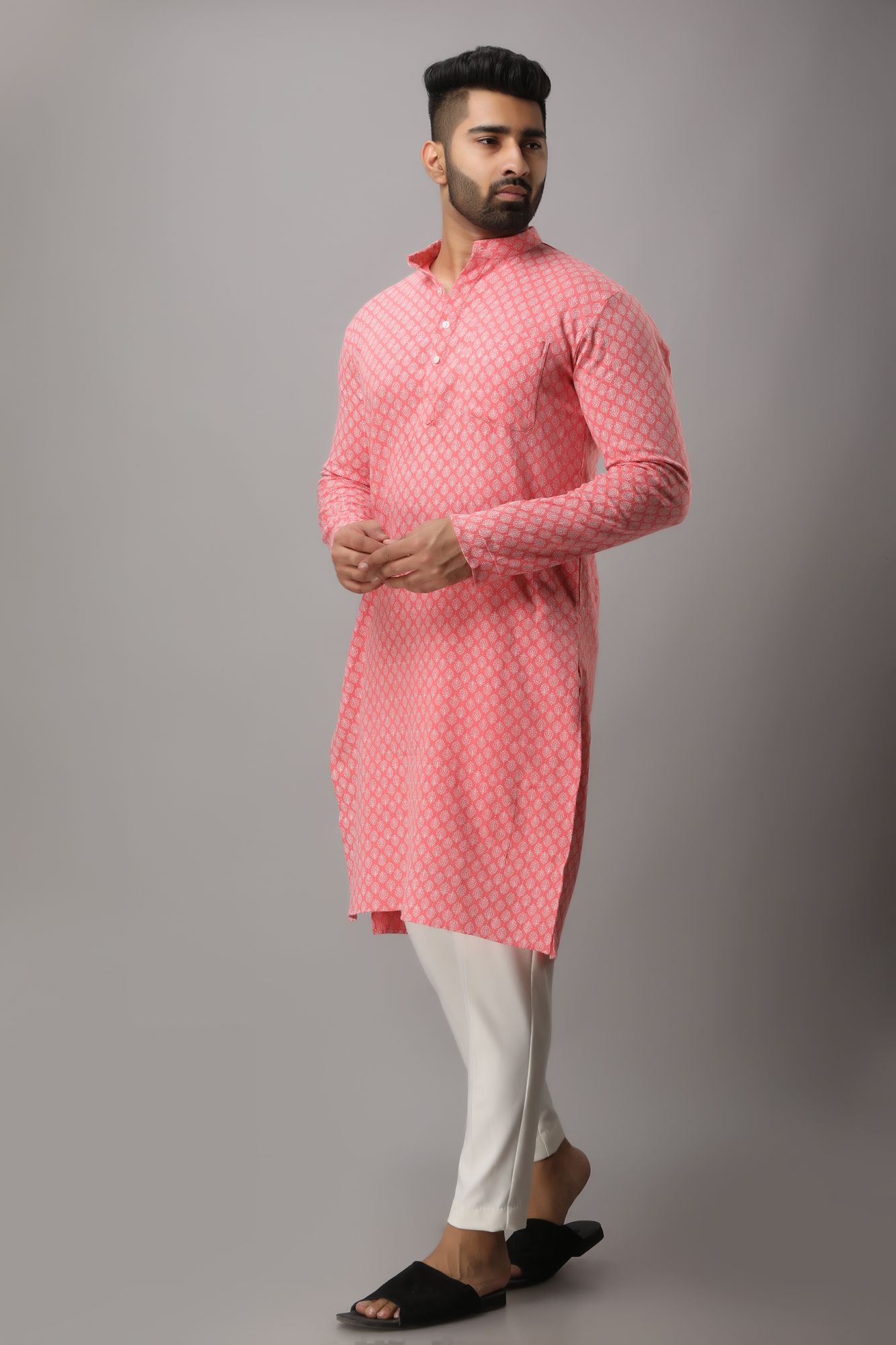 Mens Printed Flowing Kurta