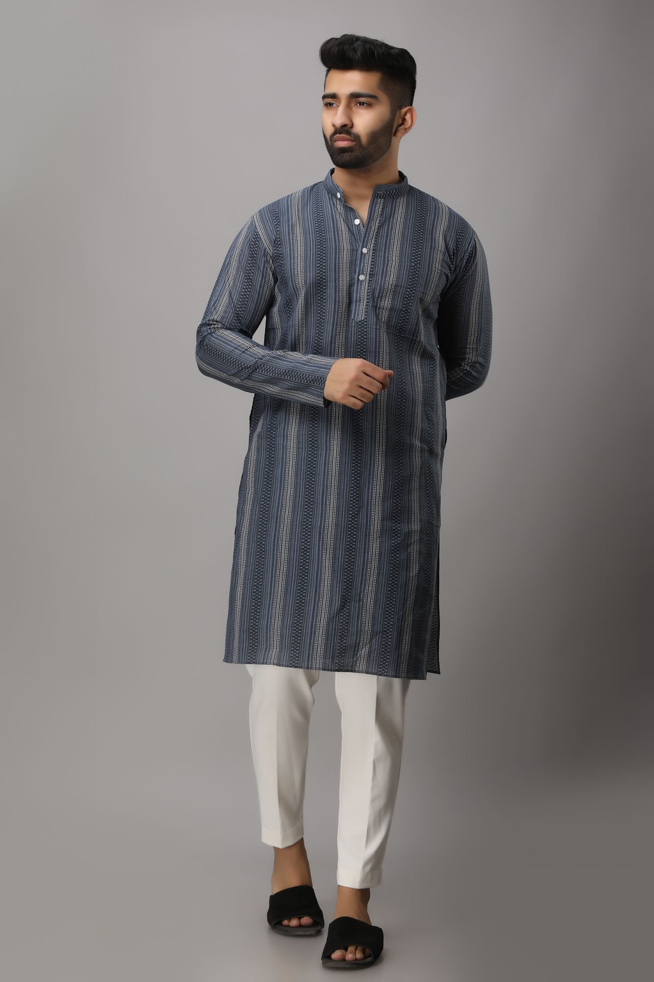 Mens Striped Long Kurta
