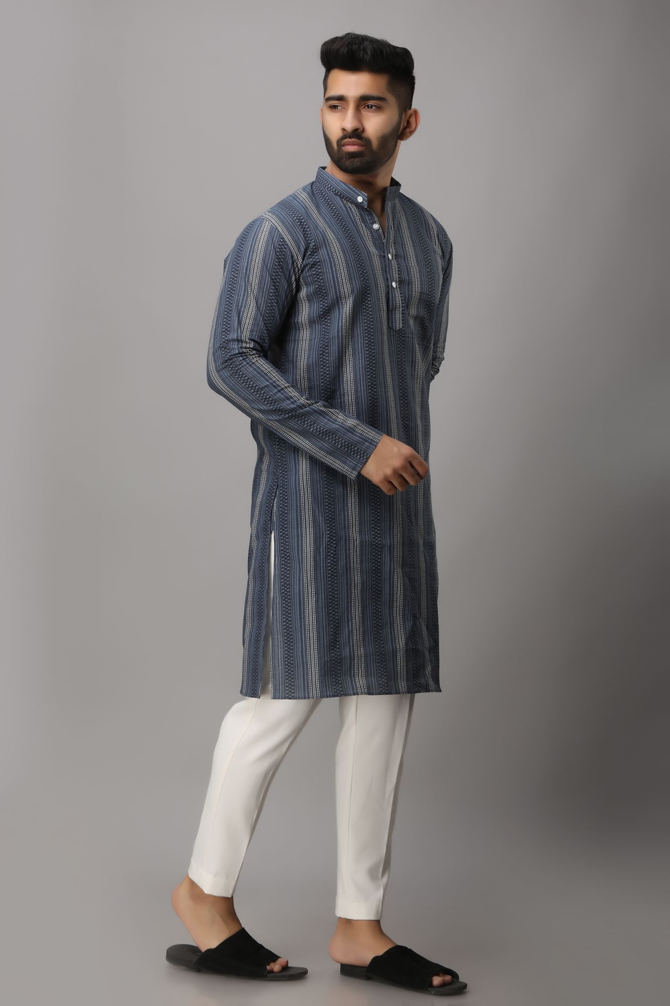Mens Striped Long Kurta