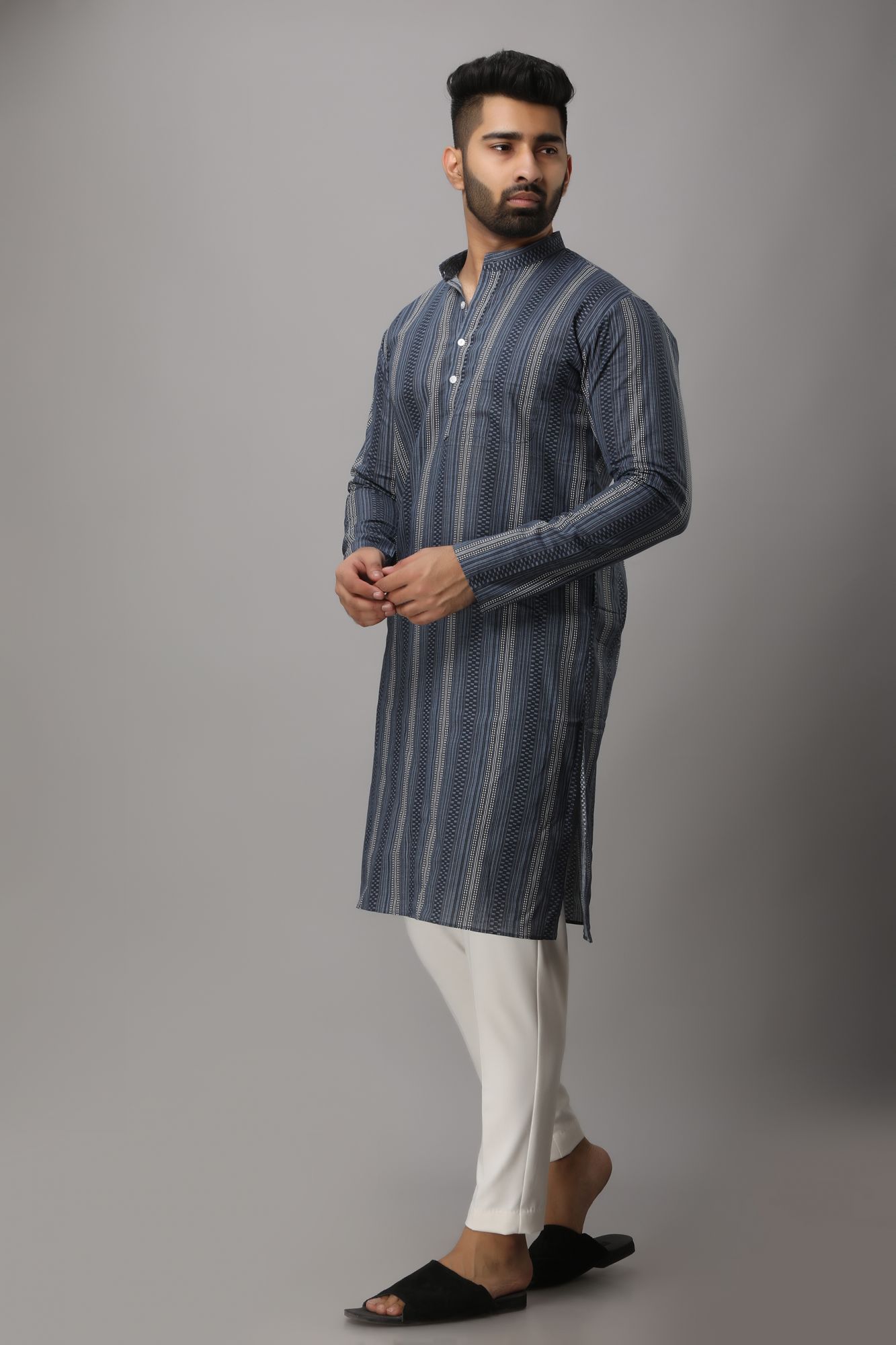 Mens Striped Long Kurta