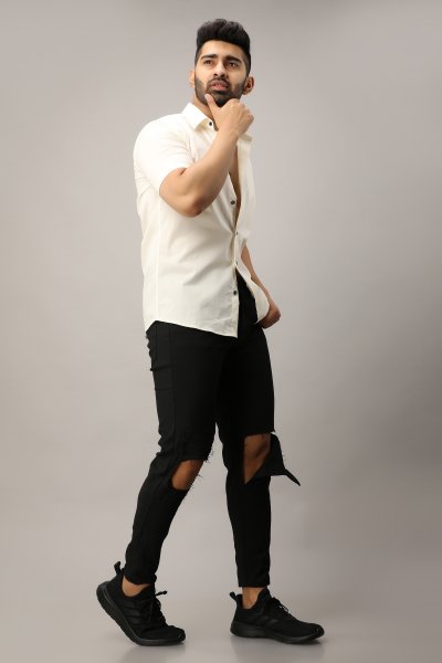 Image of Men&#039;s Half Sleeve Shirt In Off White