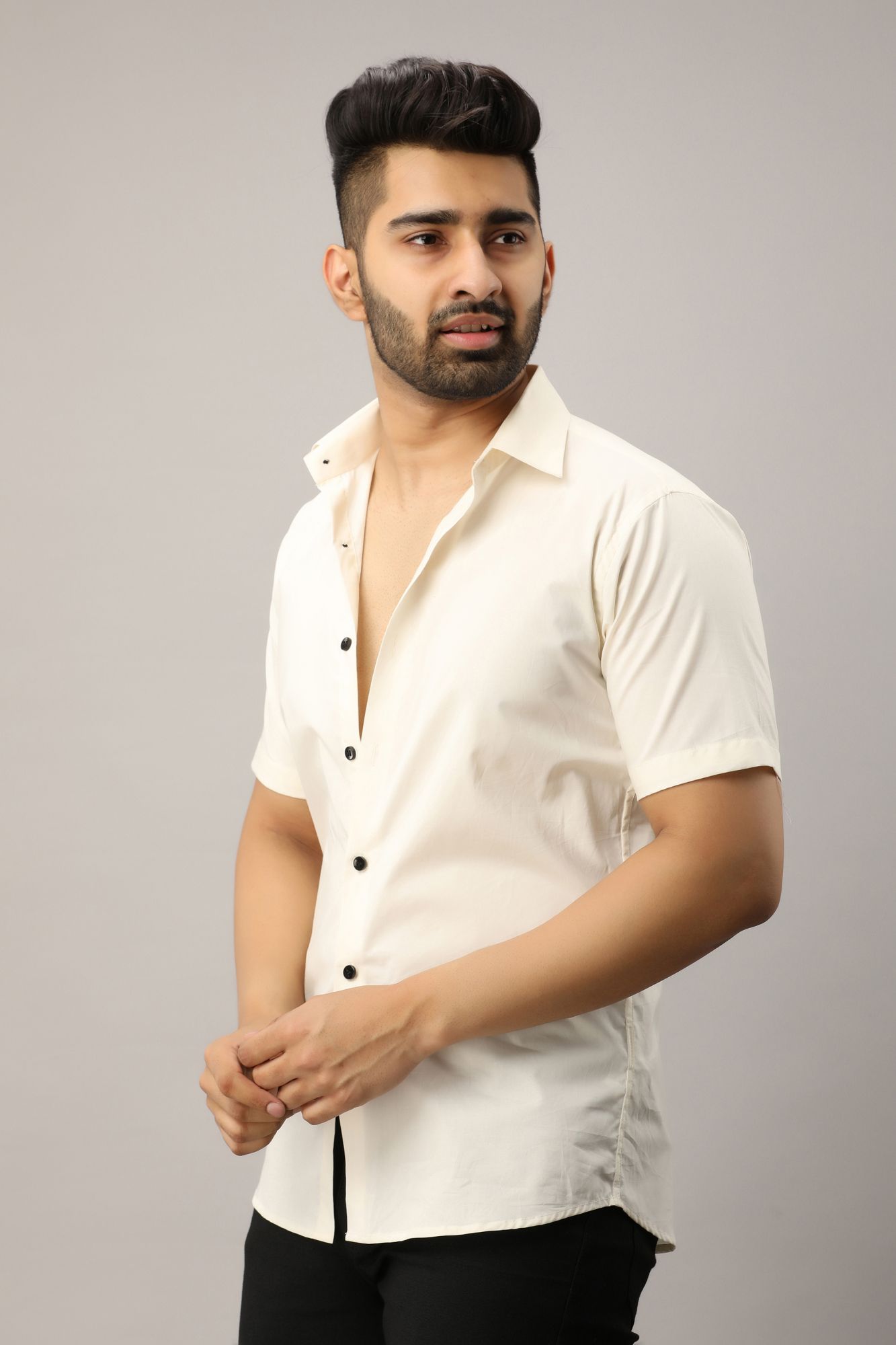 Mens Half Sleeve Shirt In Off White