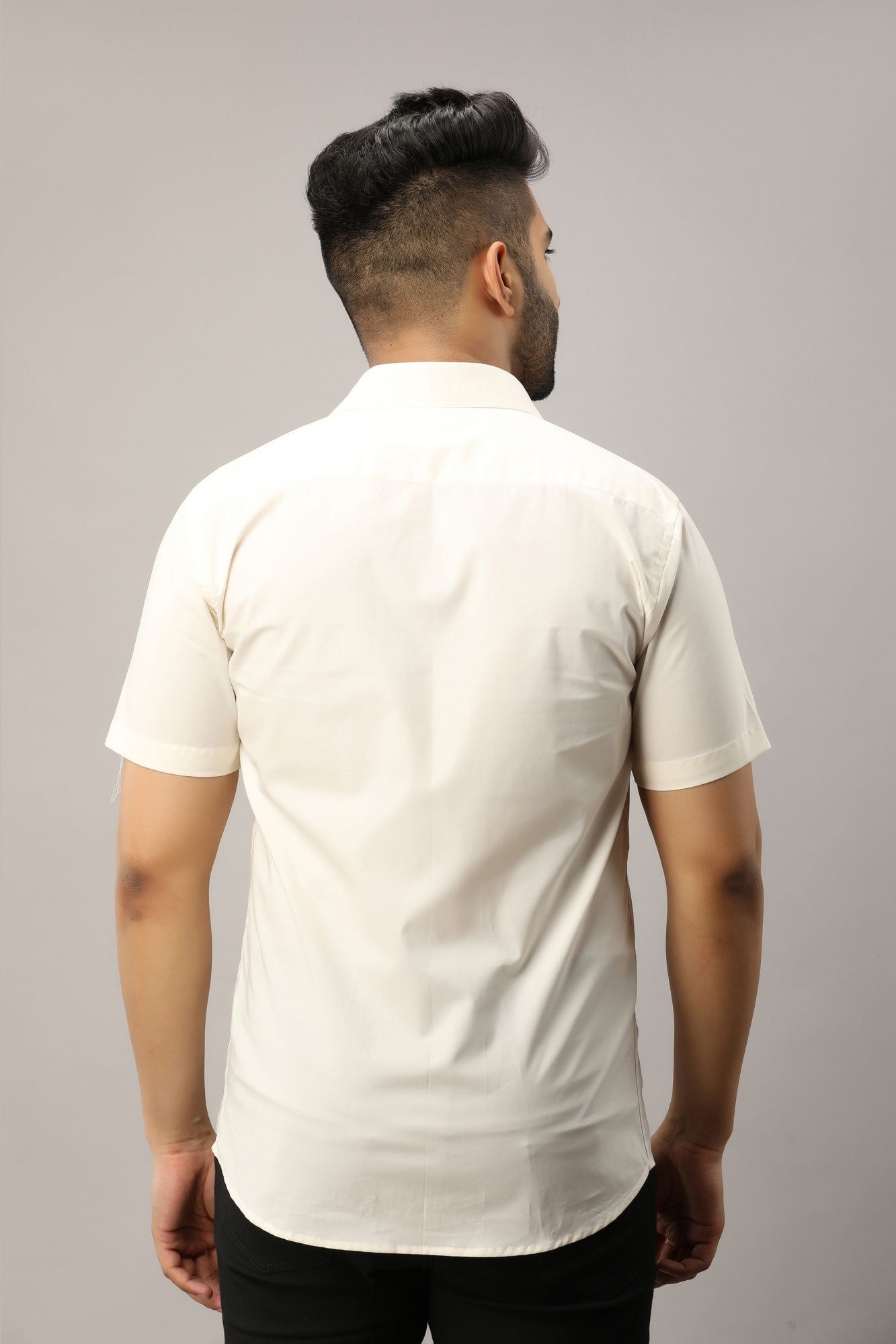 Mens Half Sleeve Shirt In Off White