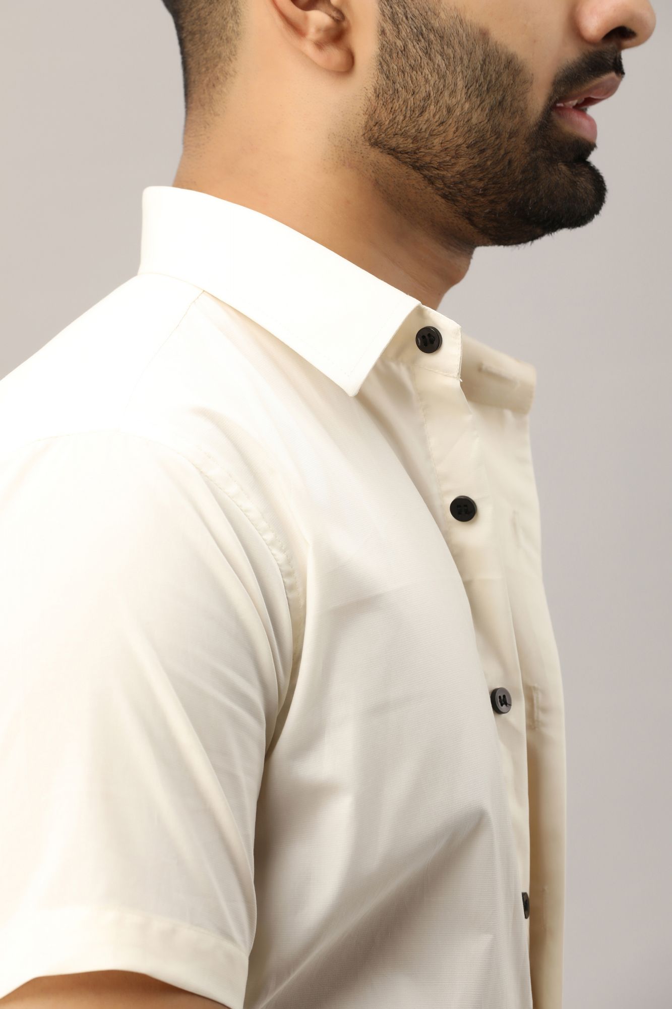 Mens Half Sleeve Shirt In Off White