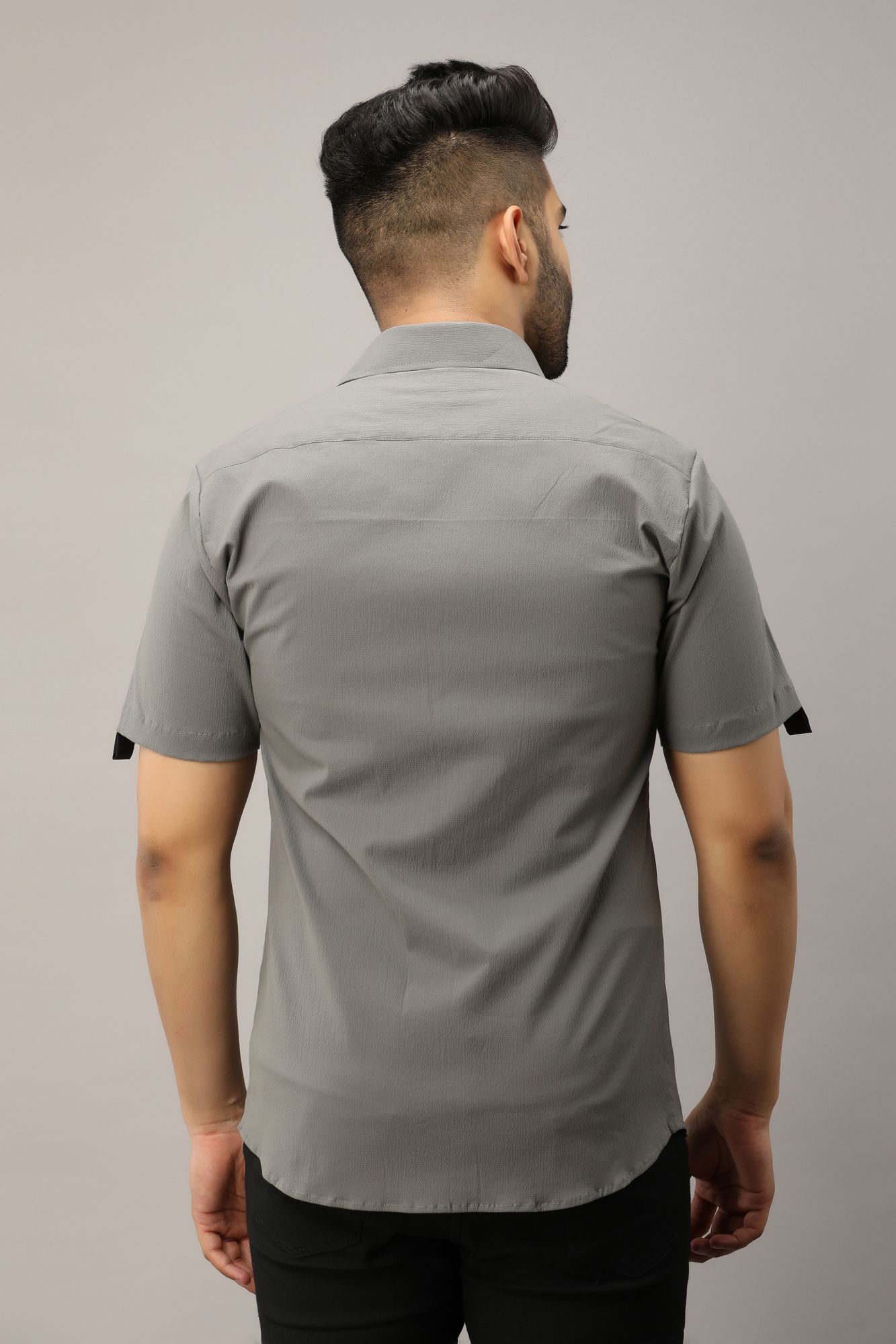 Mens Side Taped Shirt In Grey