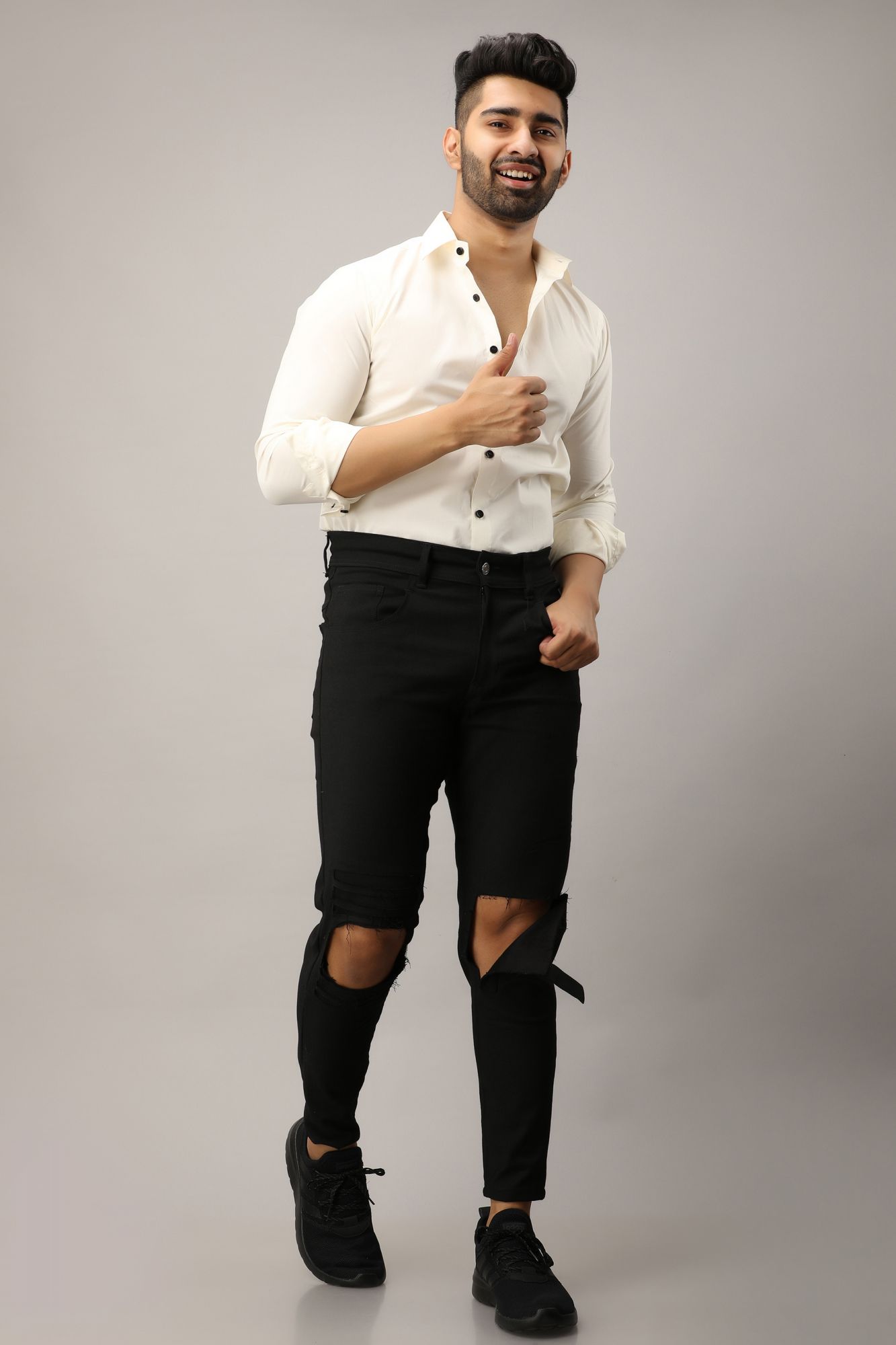 Mens Slim Fit Shirt in Off White