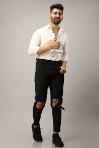 Men's Slim Fit Shirt in Off White