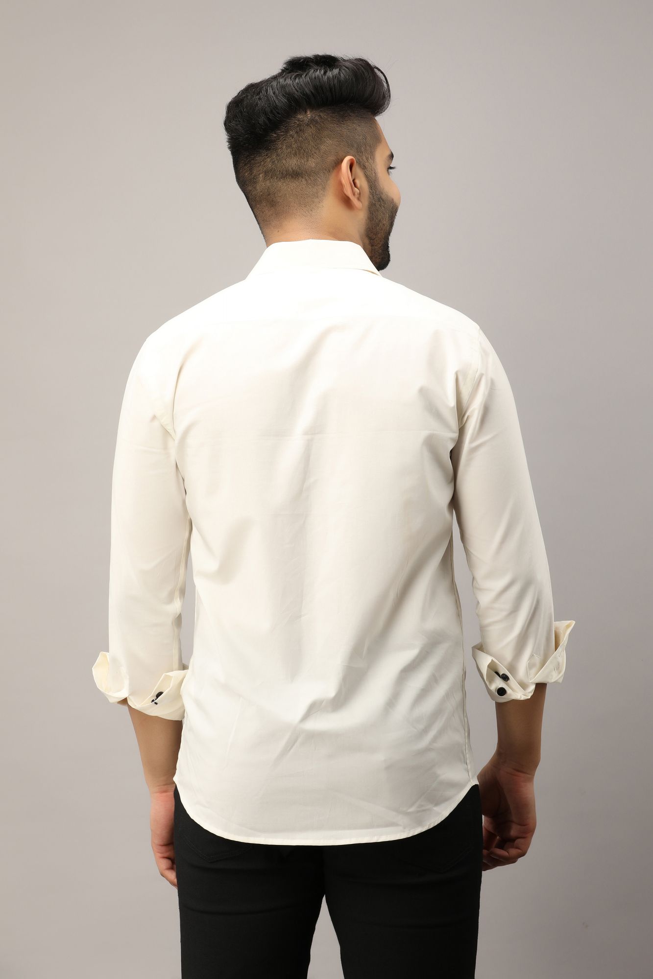 Mens Slim Fit Shirt in Off White