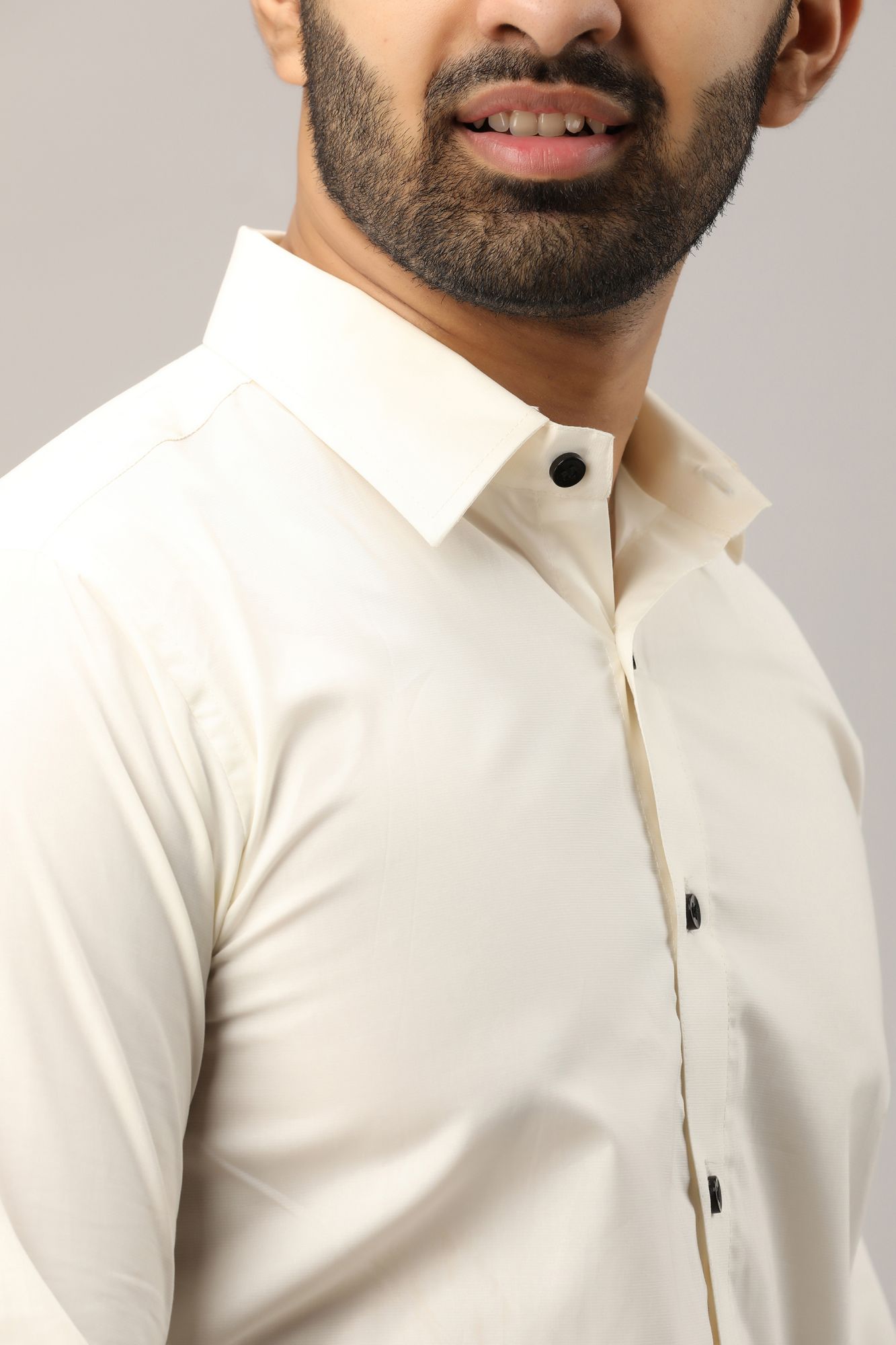 Mens Slim Fit Shirt in Off White