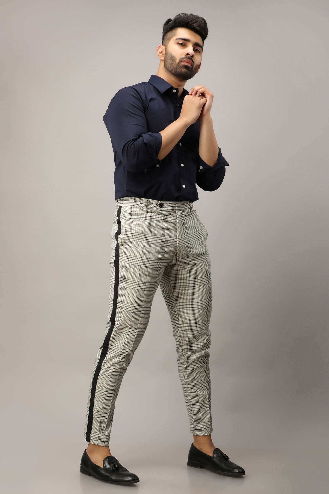 Mens Tapered Check Pants