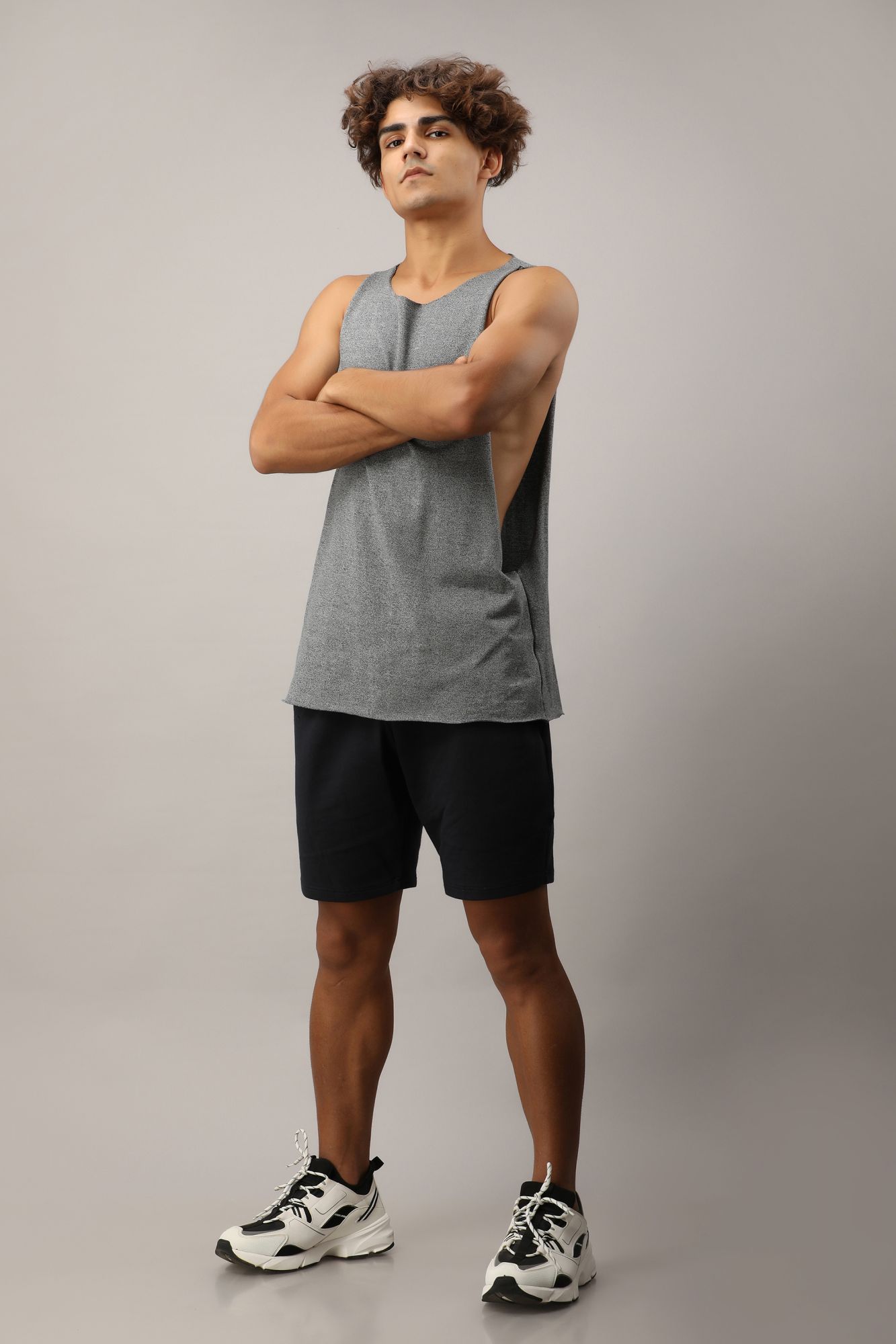 Mens Textured Tank Top In Grey
