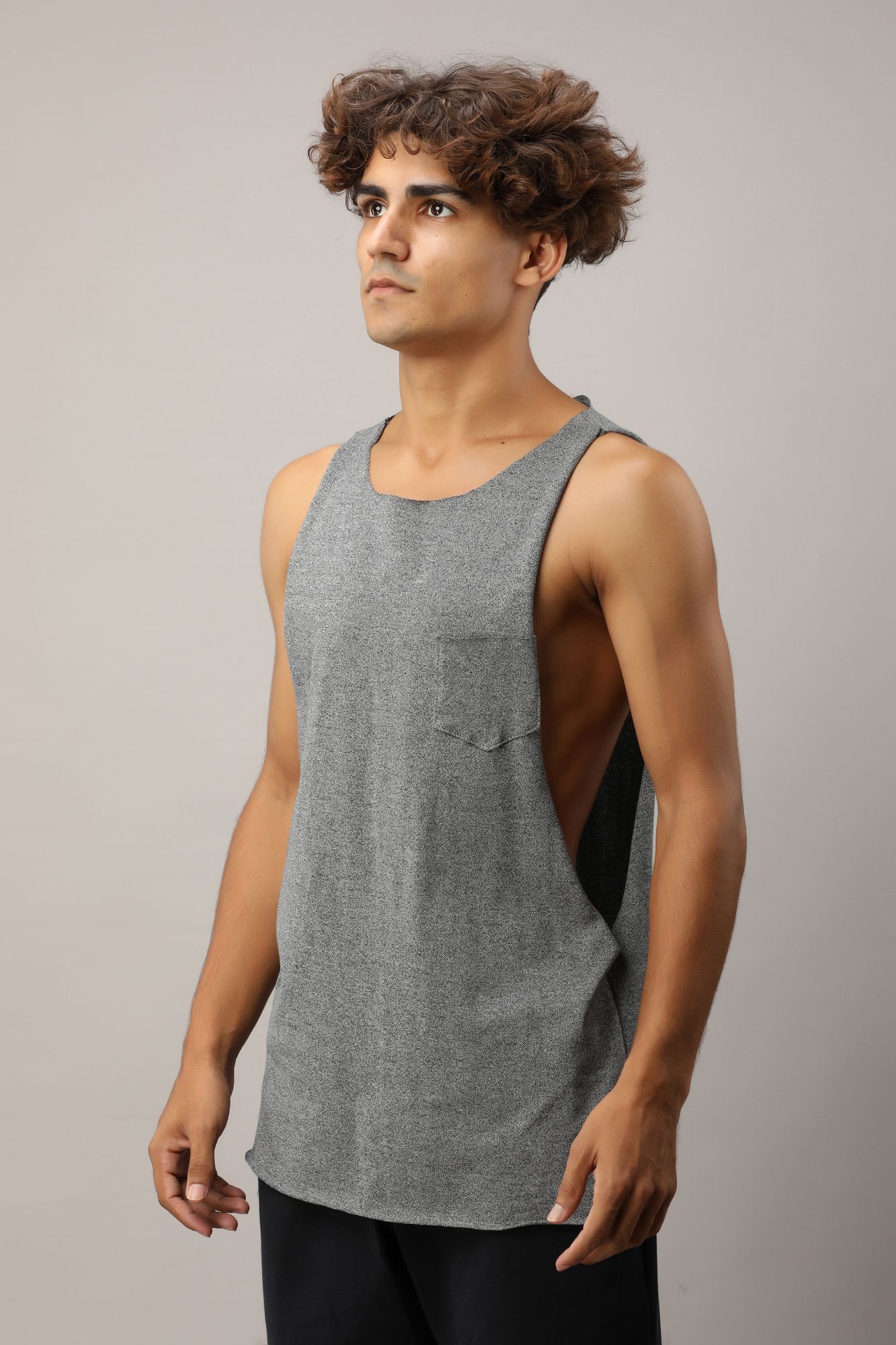Mens Textured Tank Top In Grey