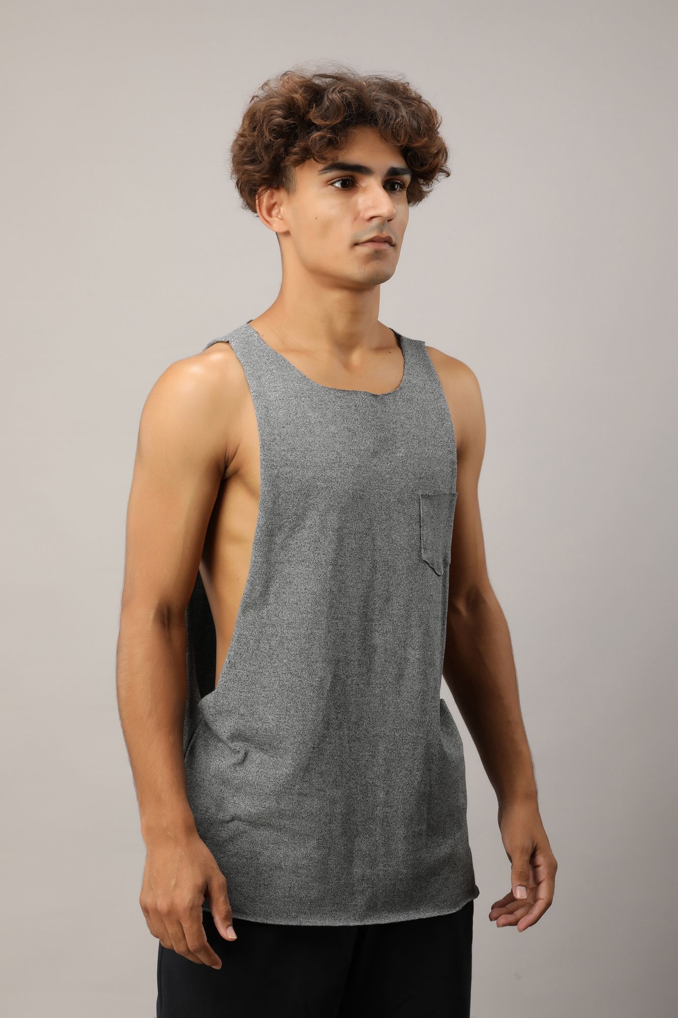 Mens Textured Tank Top In Grey