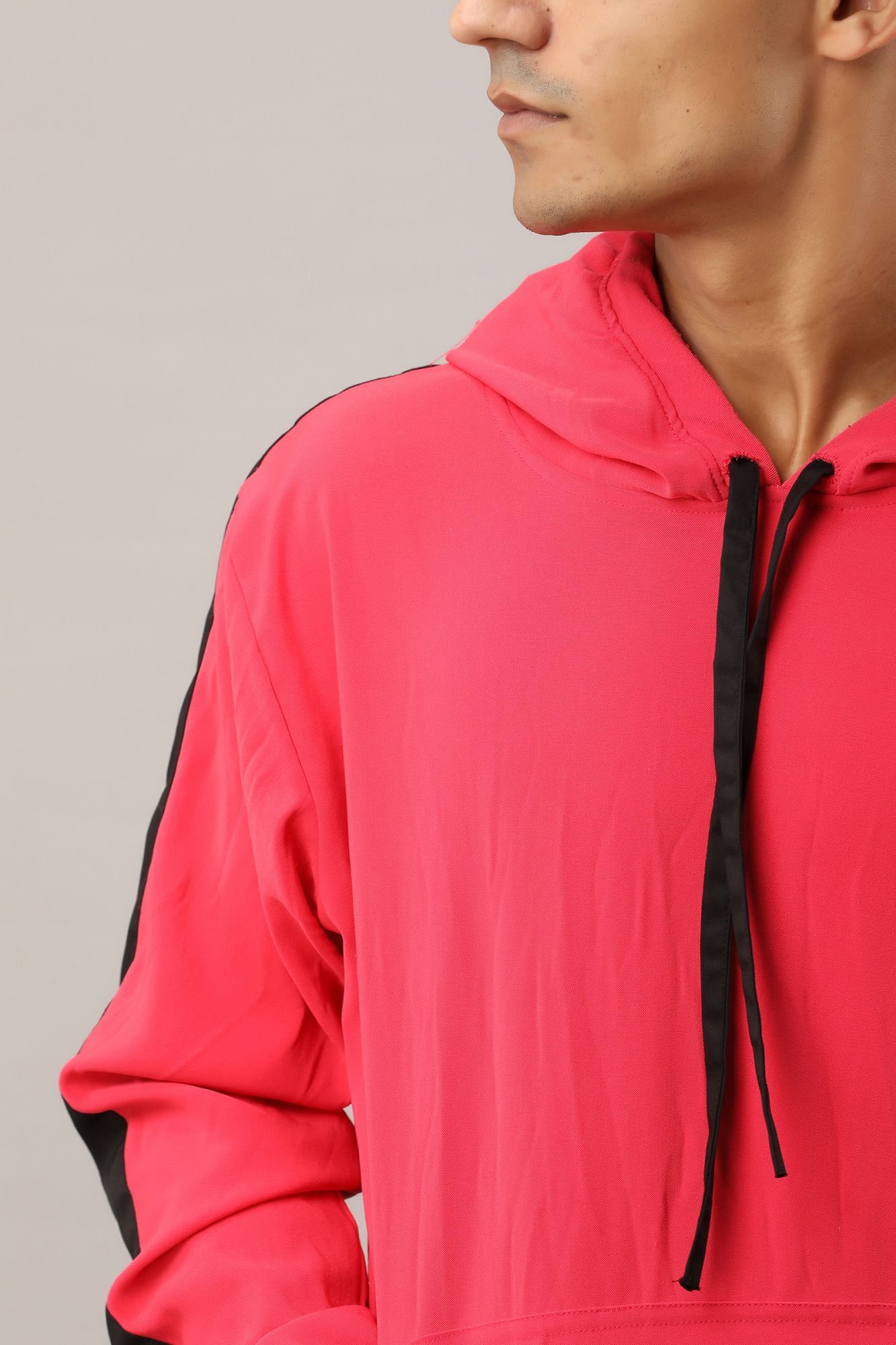 Mens Pink Side Taped Hoodie
