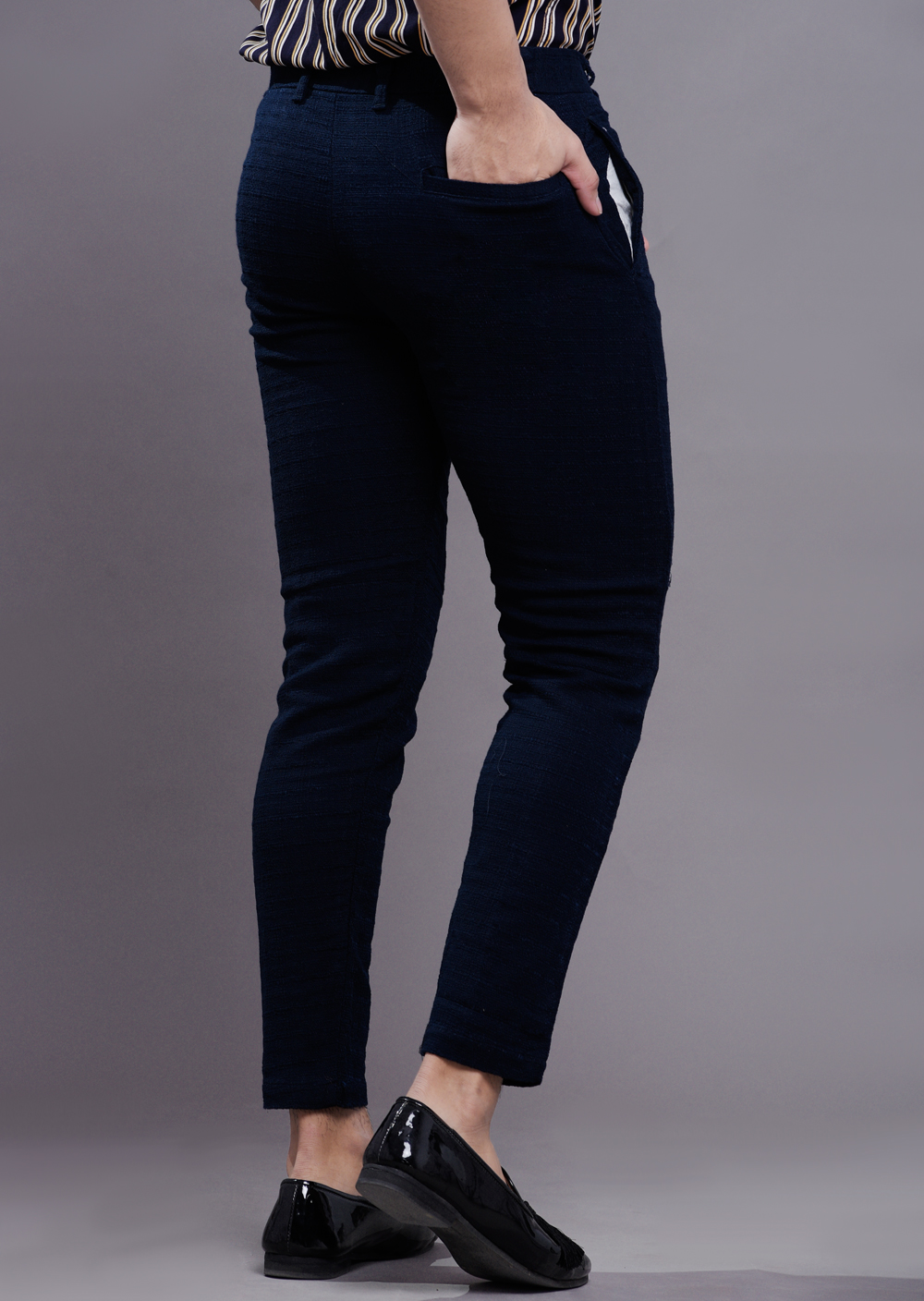 Mens Textured pants in blue