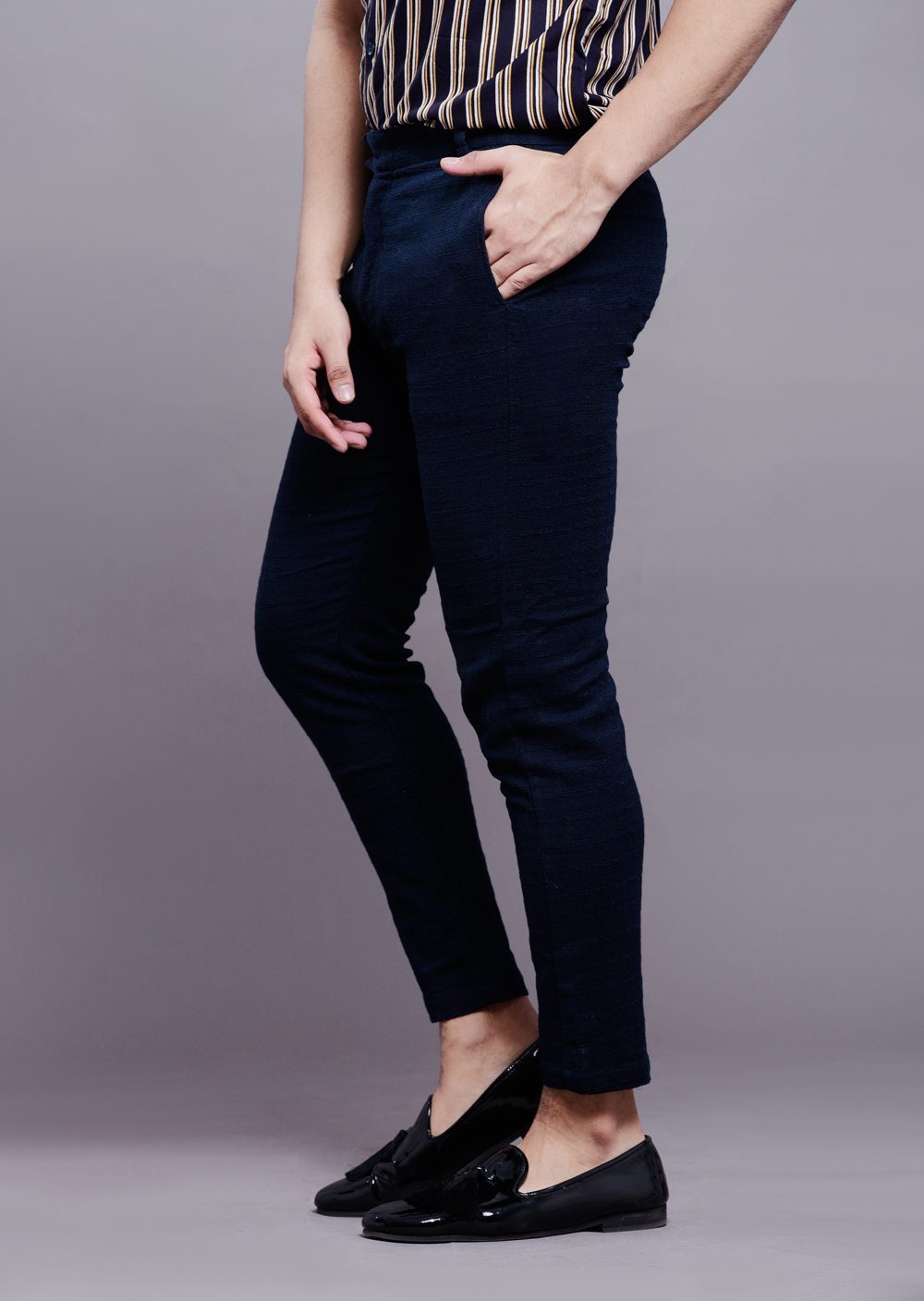 Mens Textured pants in blue