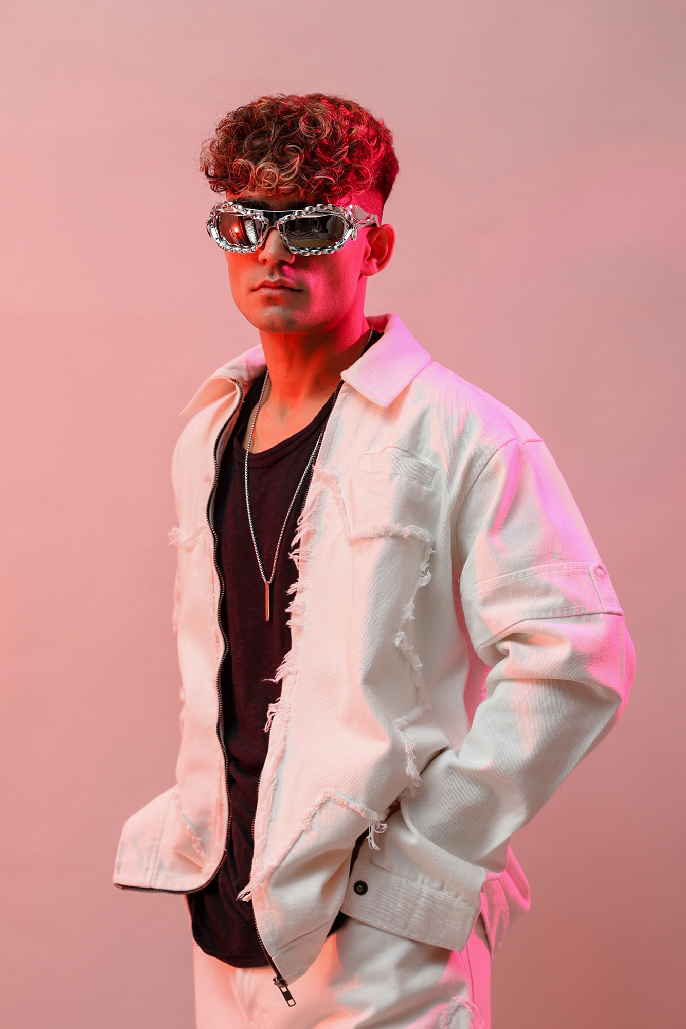 Star Patch White Denim Jacket