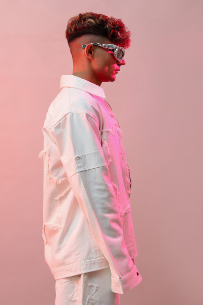 Star Patch White Denim Jacket