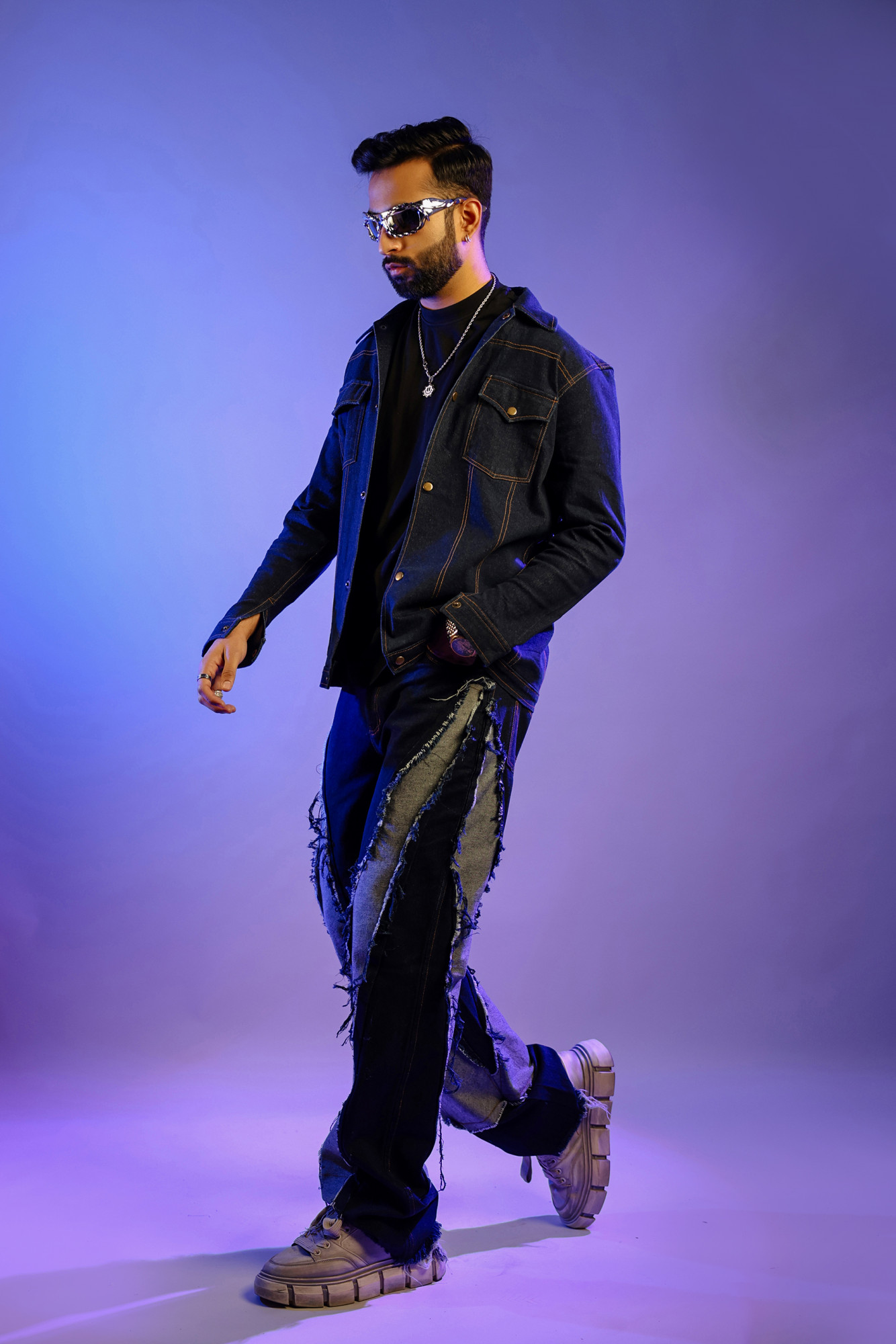 Rug Washed Blue Baggy Jeans