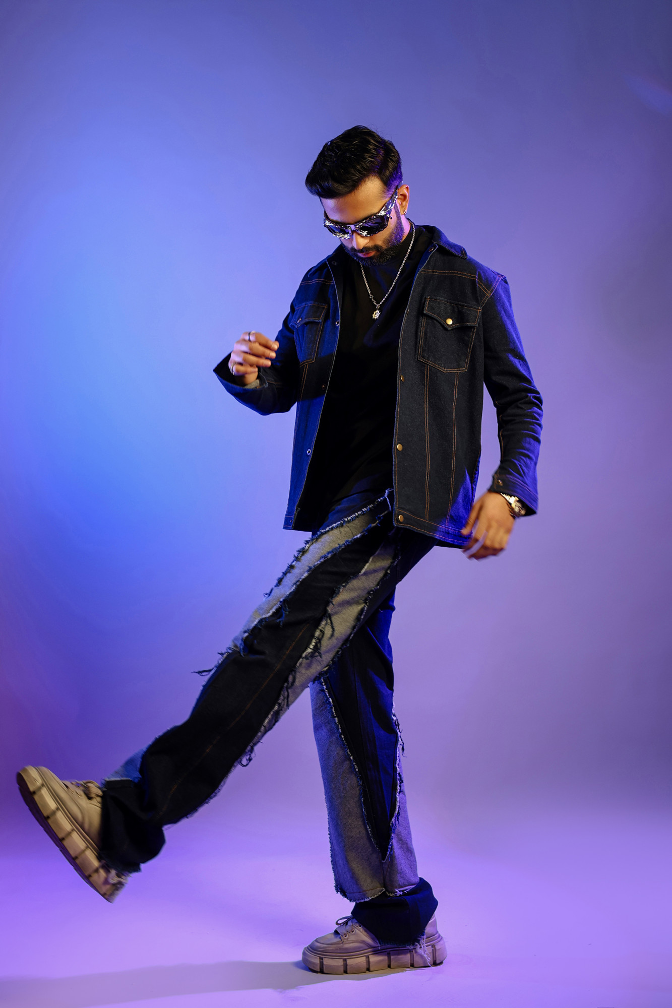 Rug Washed Blue Baggy Jeans