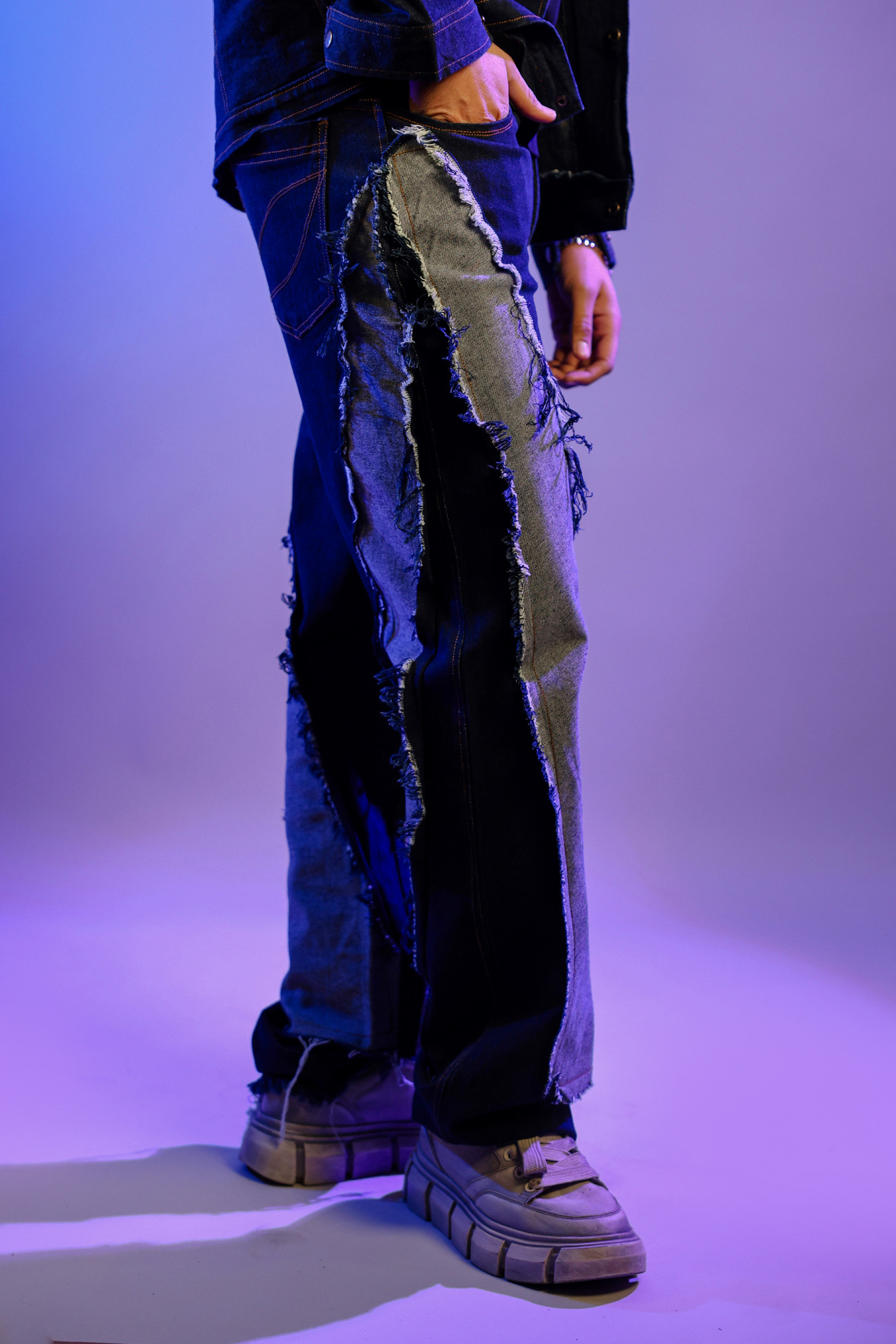 Rug Washed Blue Baggy Jeans