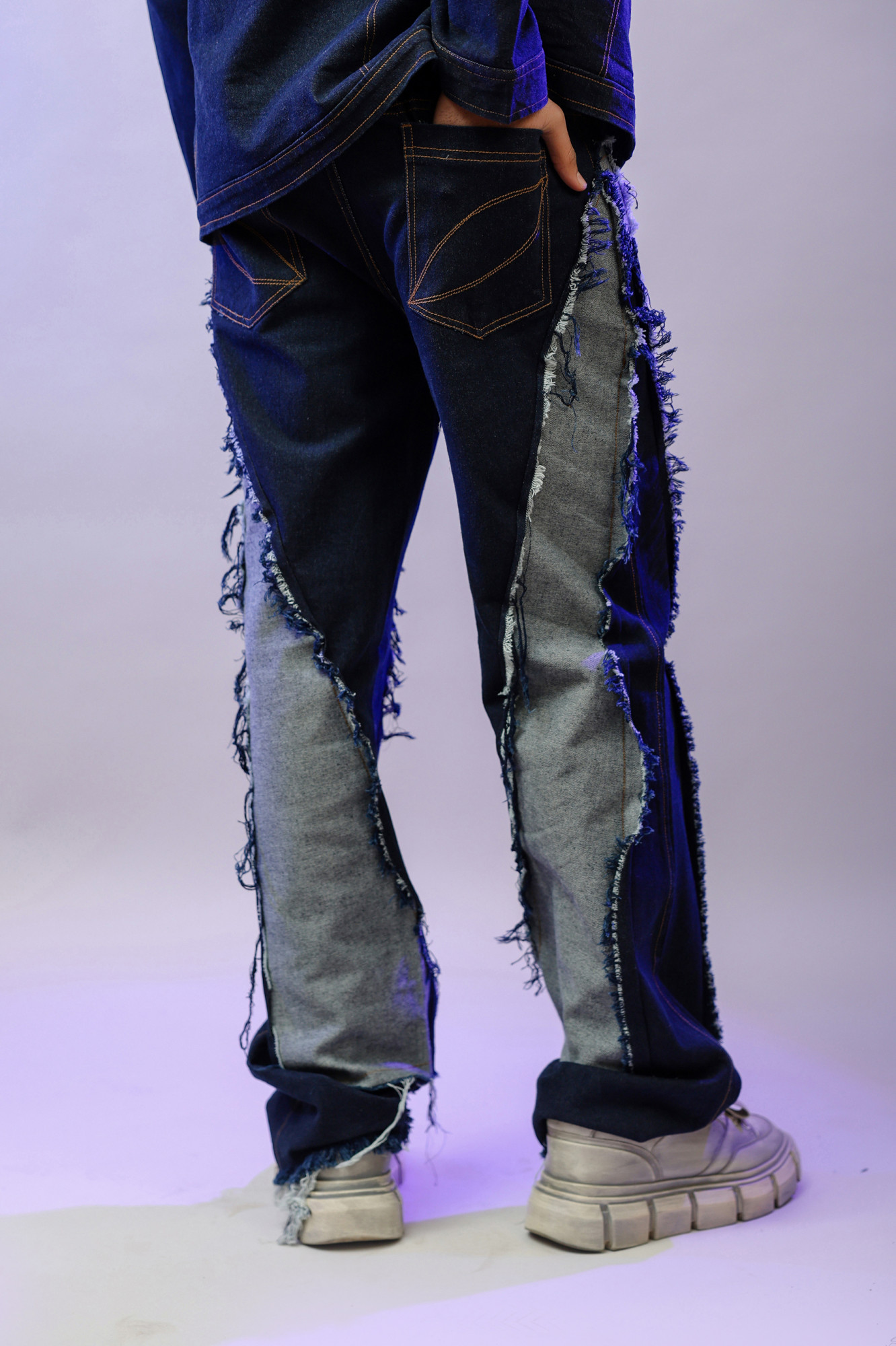 Rug Washed Blue Baggy Jeans