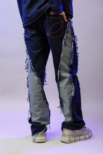 Rug Washed Blue Baggy Jeans