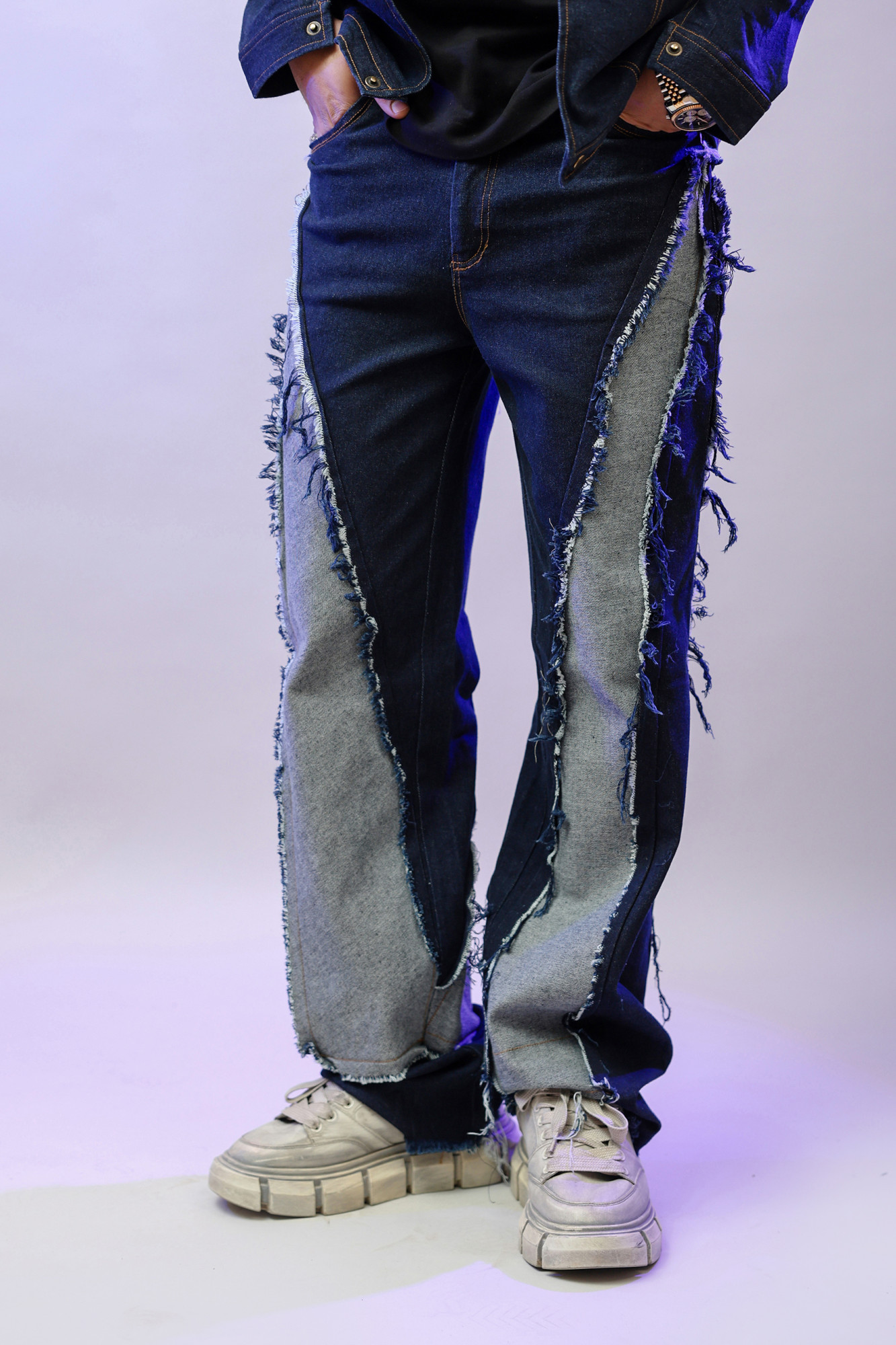 Rug Washed Blue Baggy Jeans