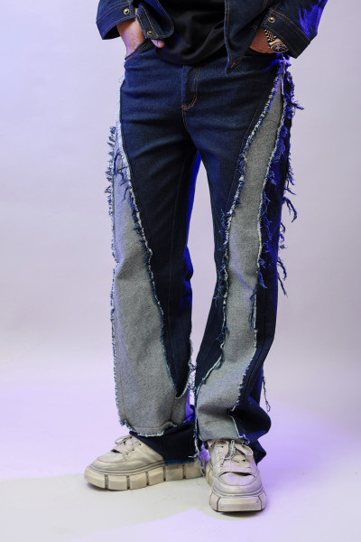 Rug Washed Blue Baggy Jeans