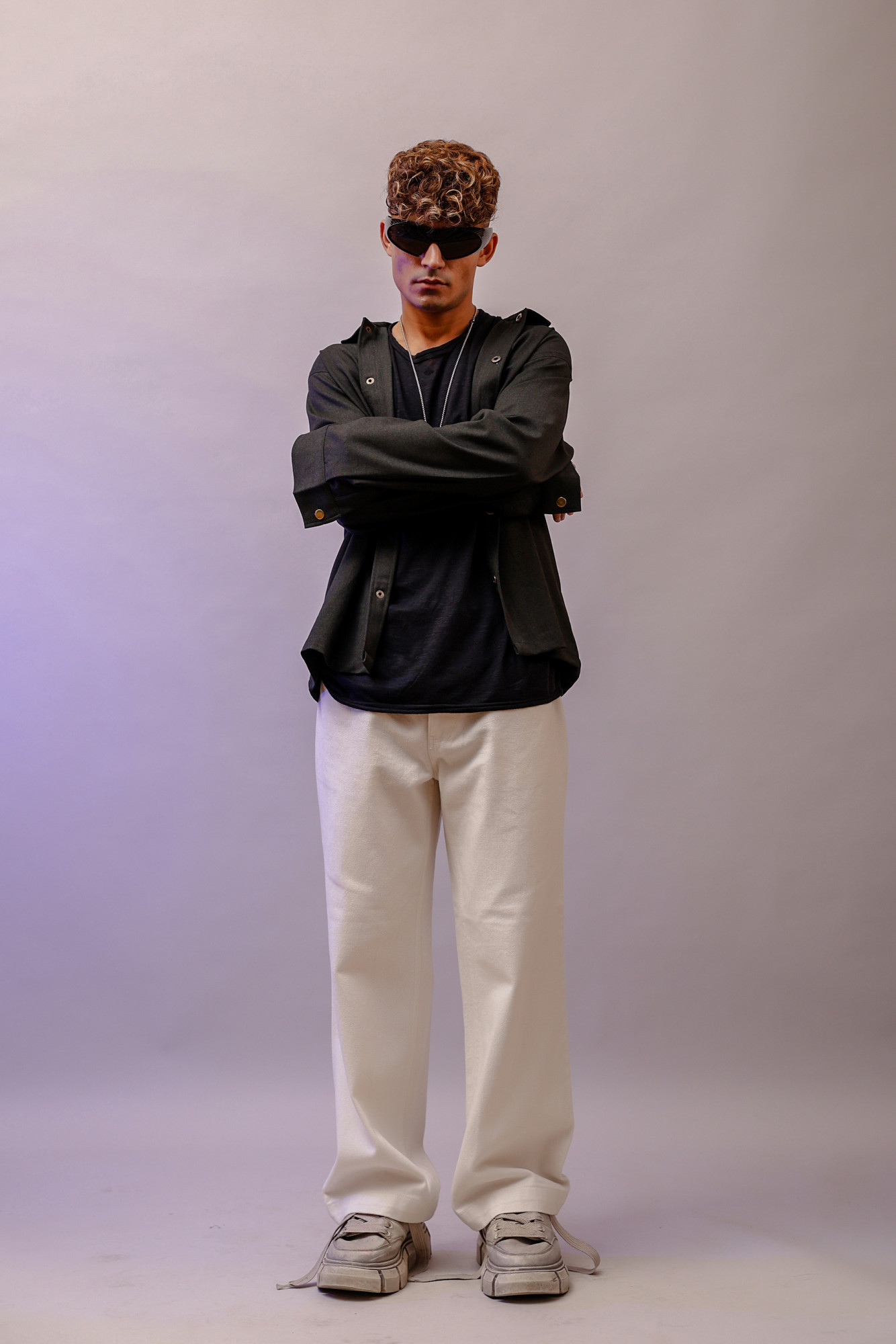 Cotton Lycra Shacket In Grey