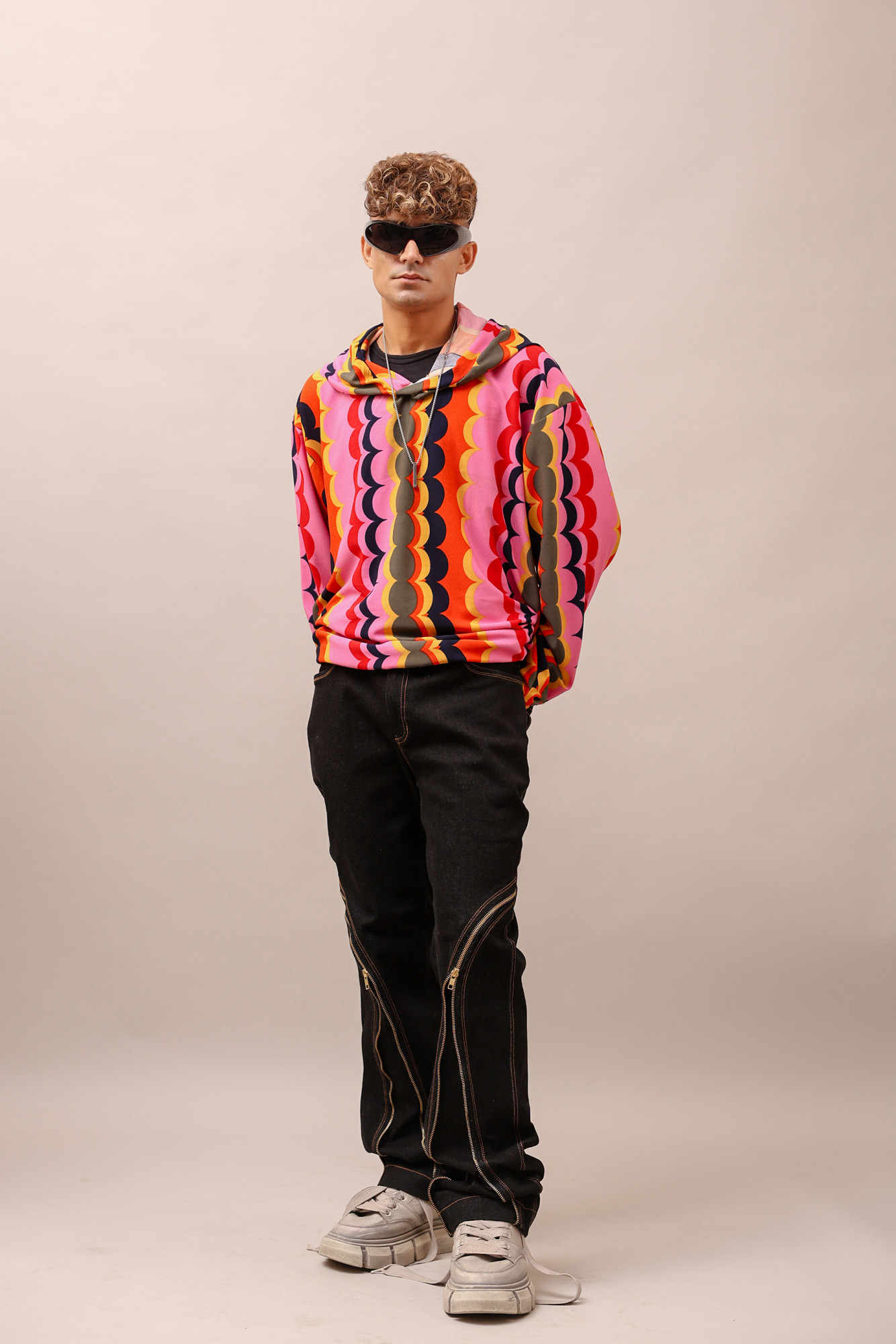 Multicolor Lycra Hoodie