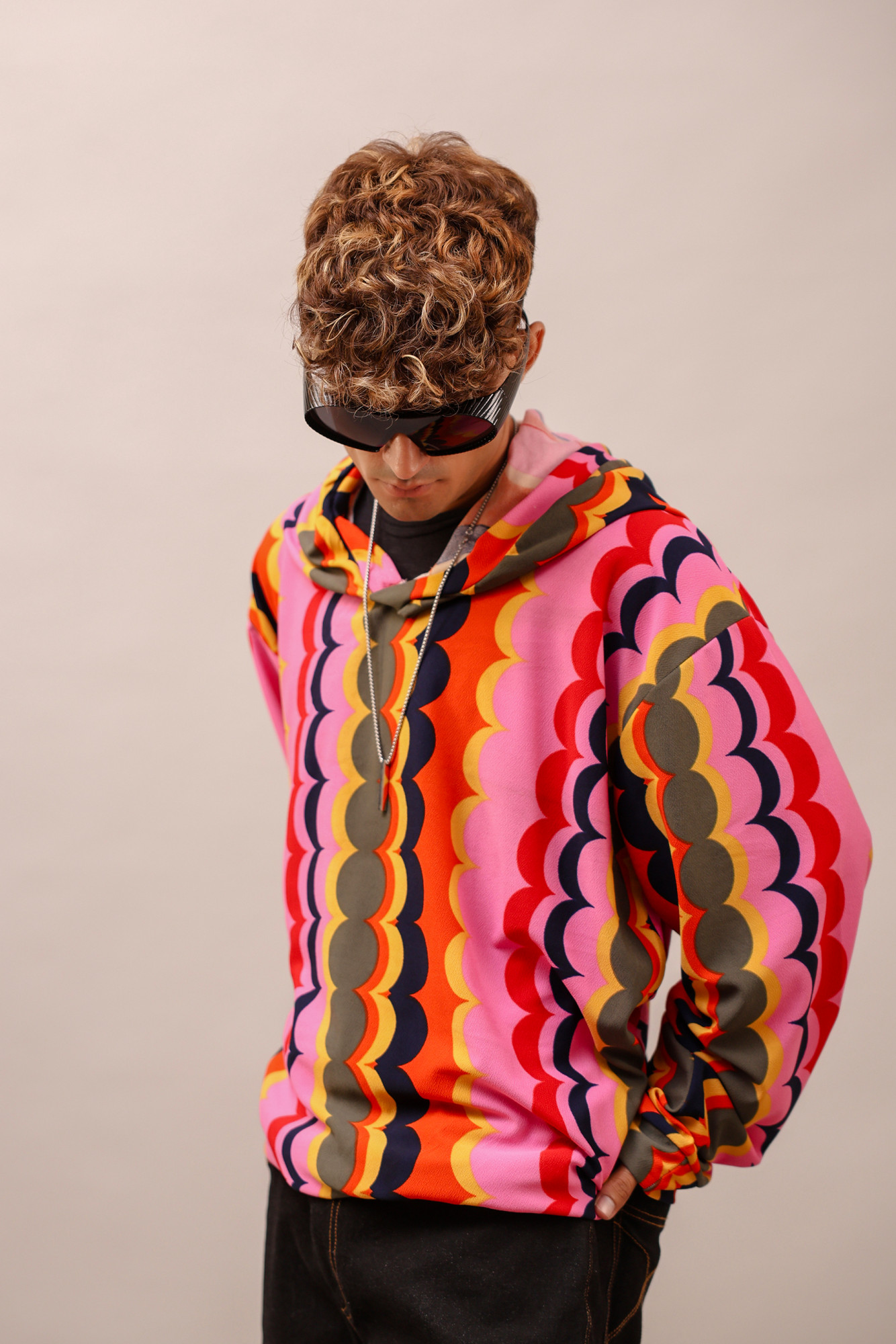 Multicolor Lycra Hoodie