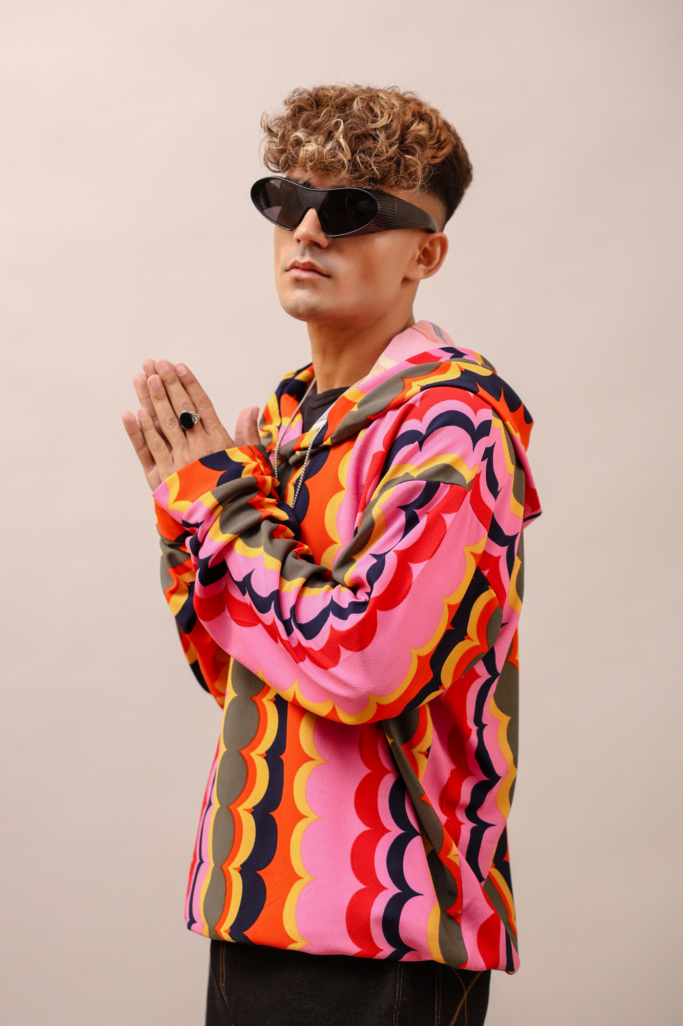 Multicolor Lycra Hoodie