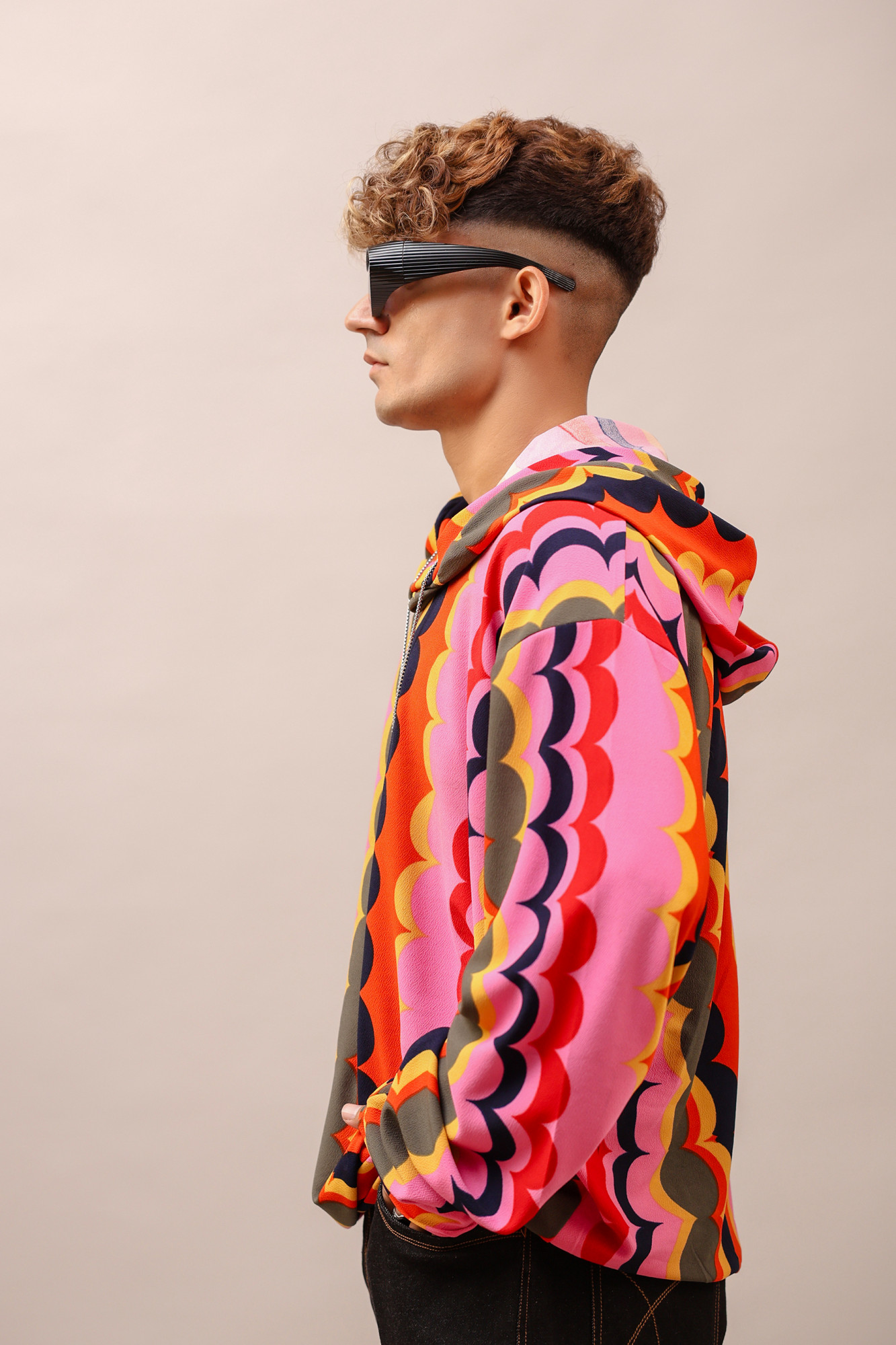 Multicolor Lycra Hoodie