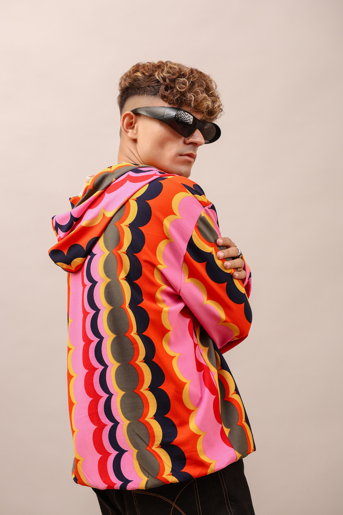 Multicolor Lycra Hoodie