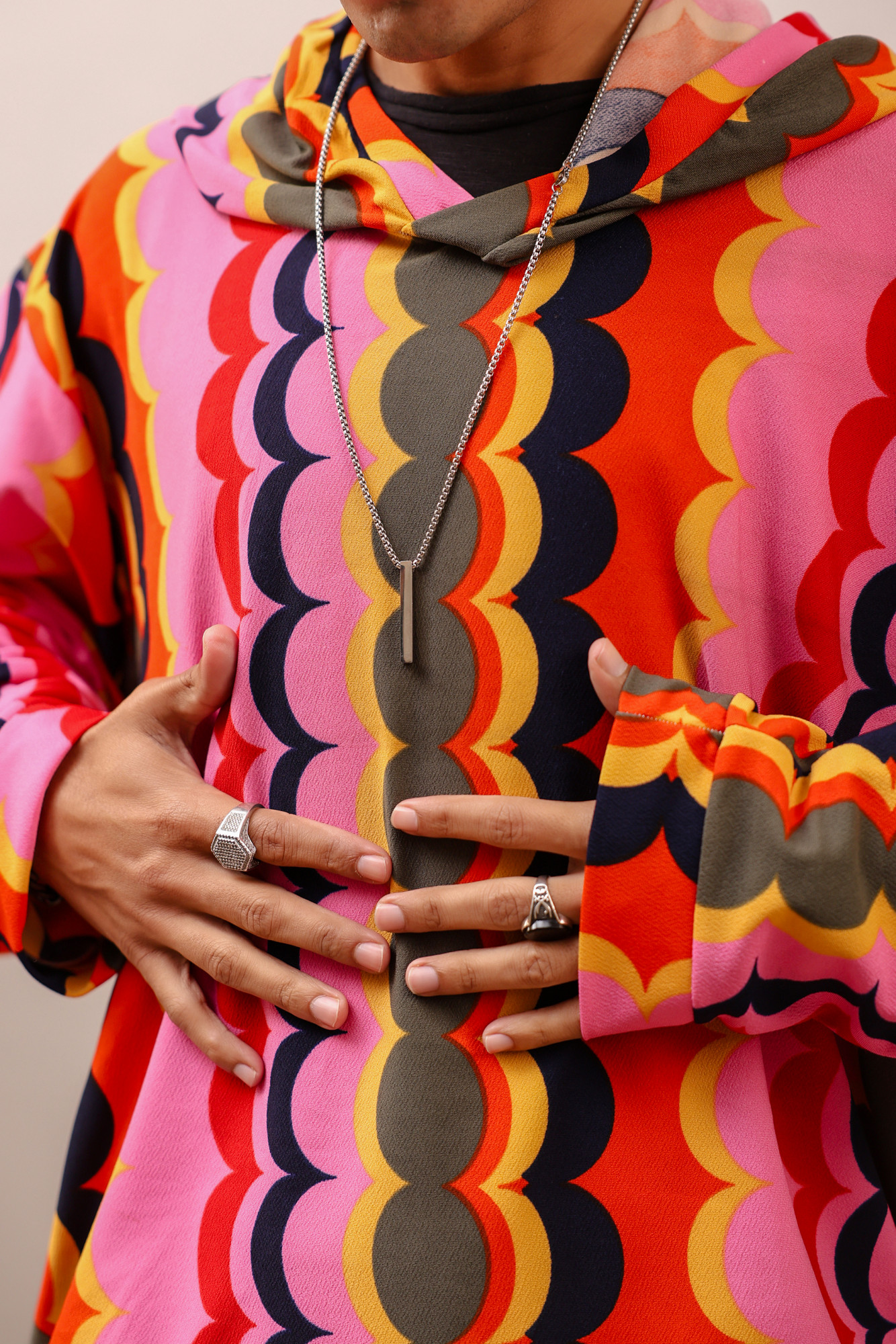 Multicolor Lycra Hoodie