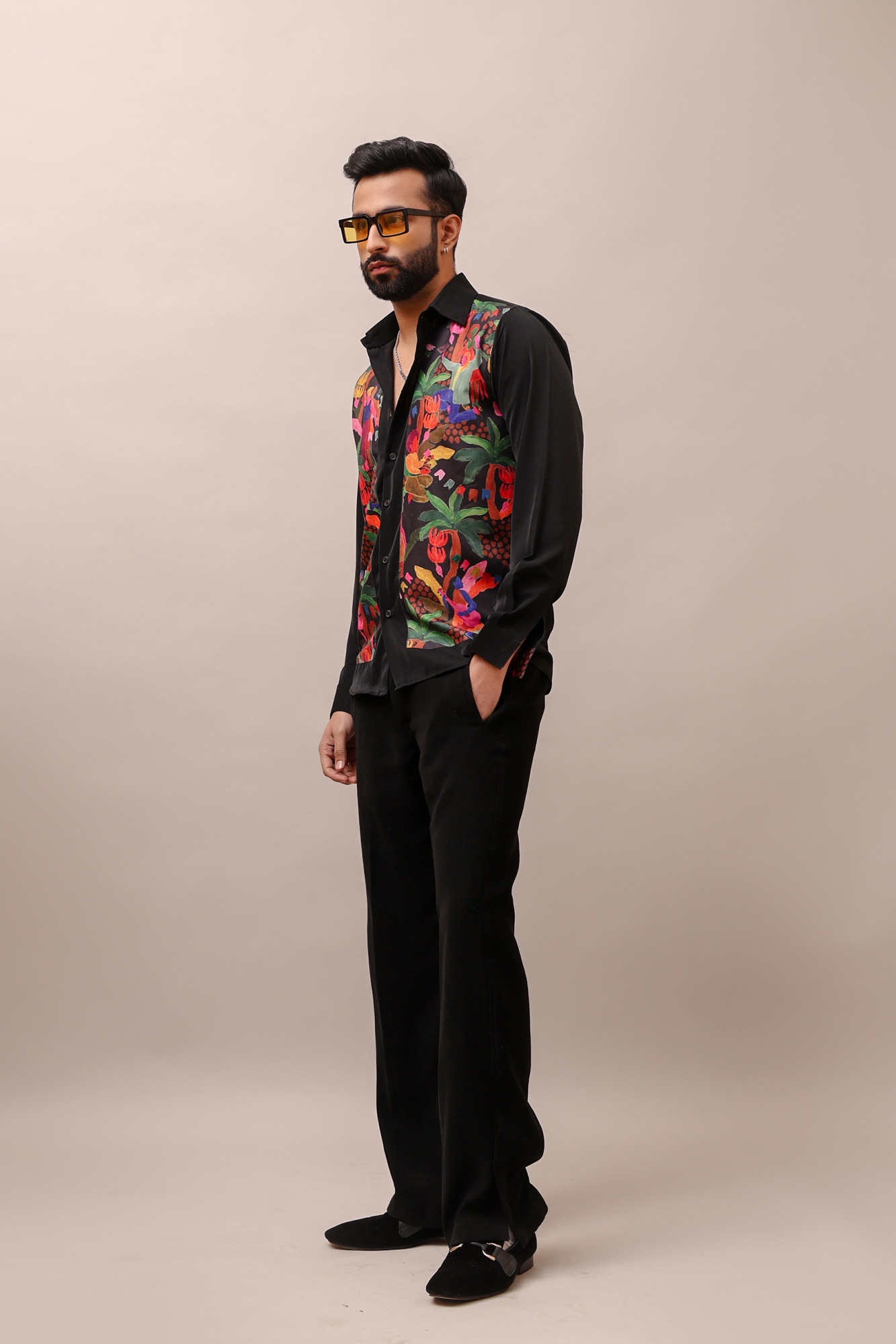 Patched Motif Shirt In Black