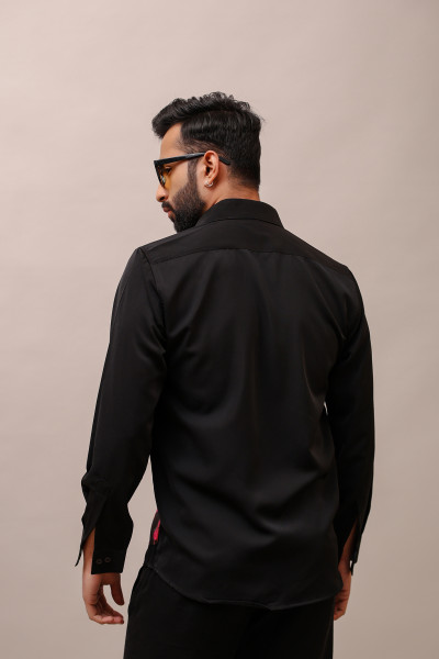 Patched Motif Shirt In Black