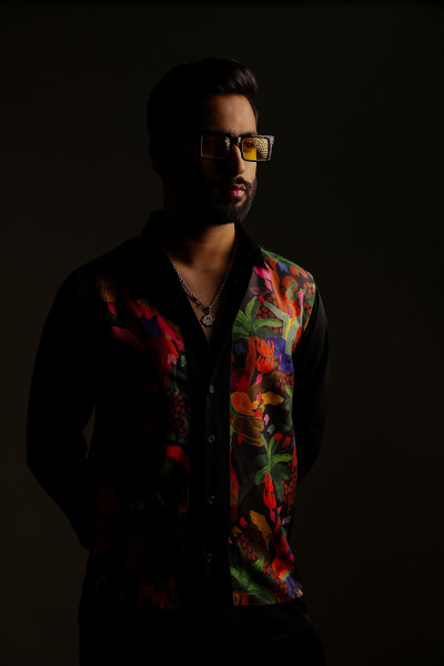 Patched Motif Shirt In Black