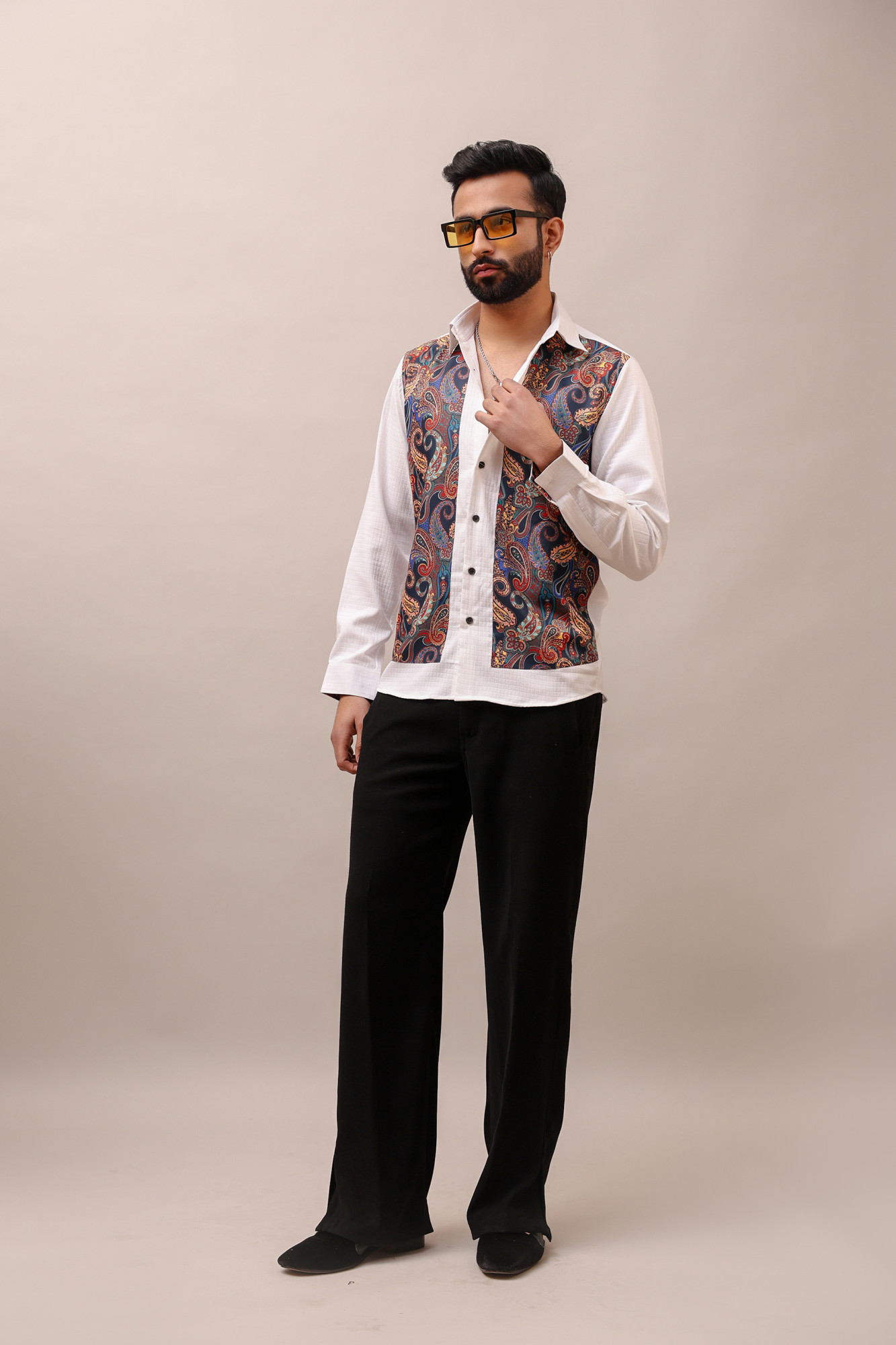 Print Patched Motif Shirt