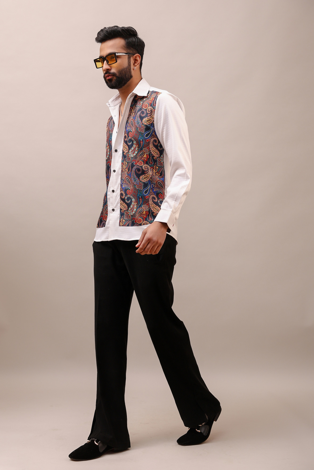 Print Patched Motif Shirt
