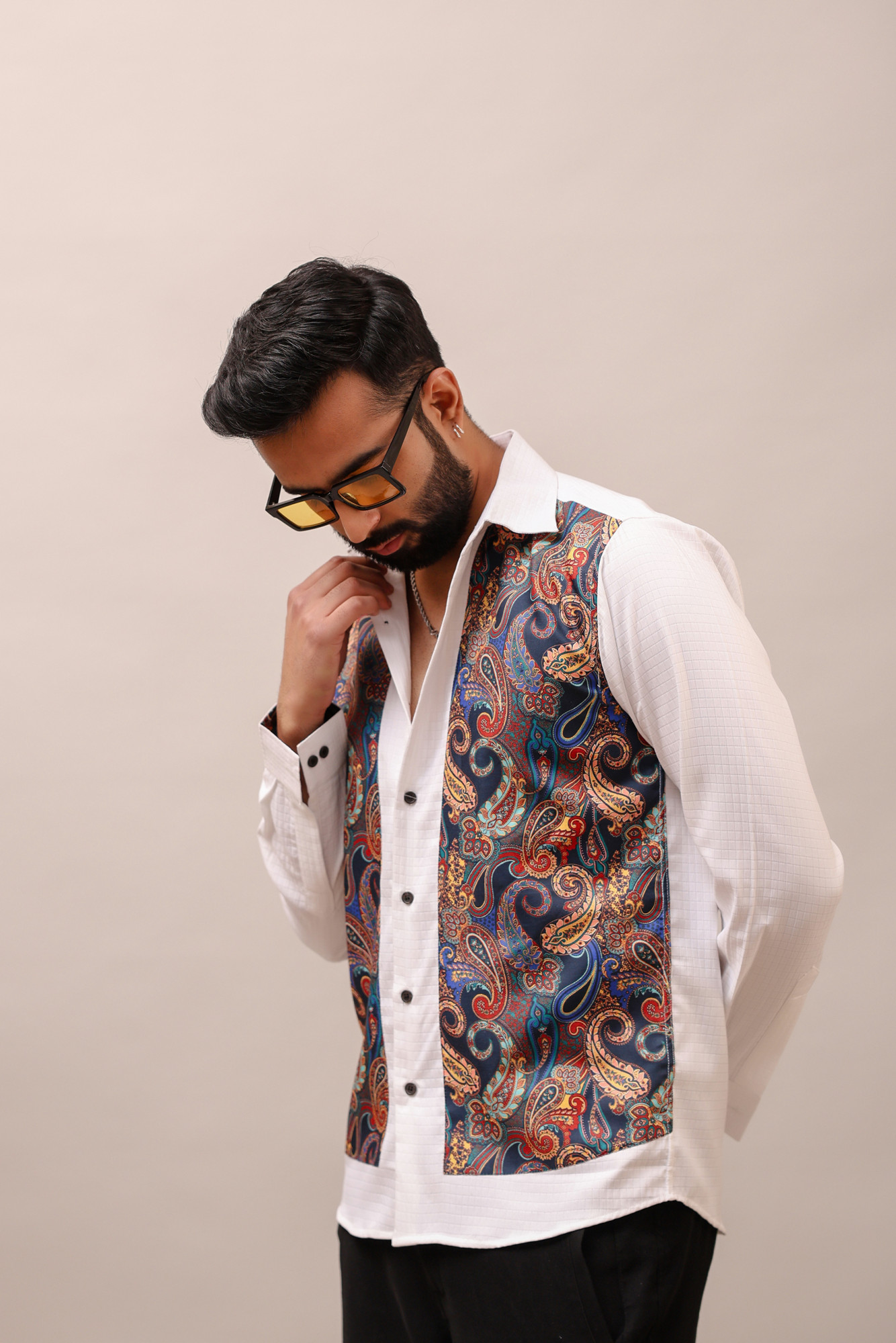 Print Patched Motif Shirt