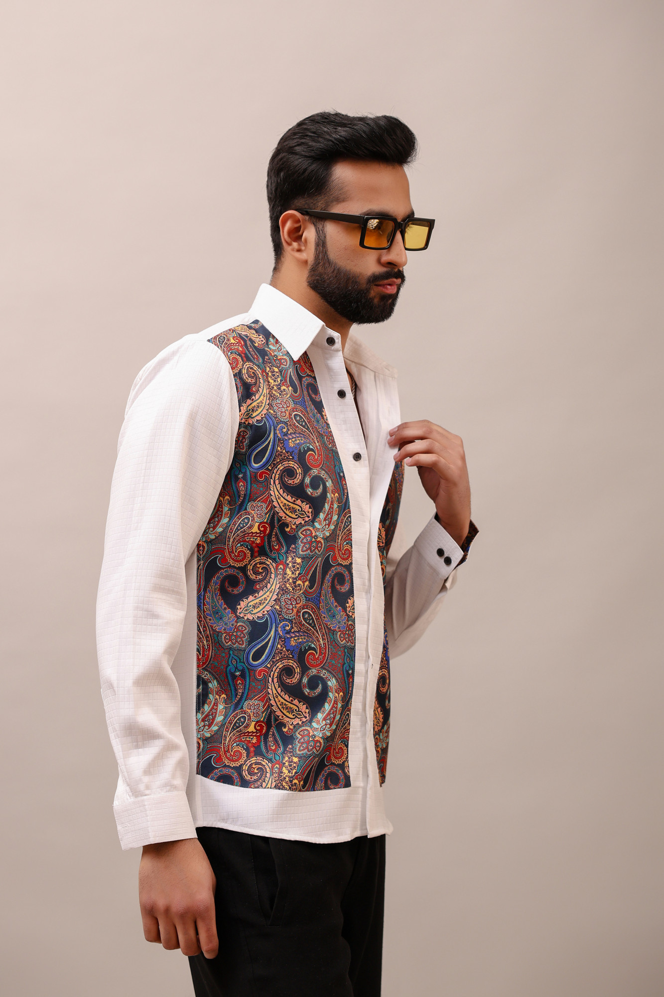 Print Patched Motif Shirt