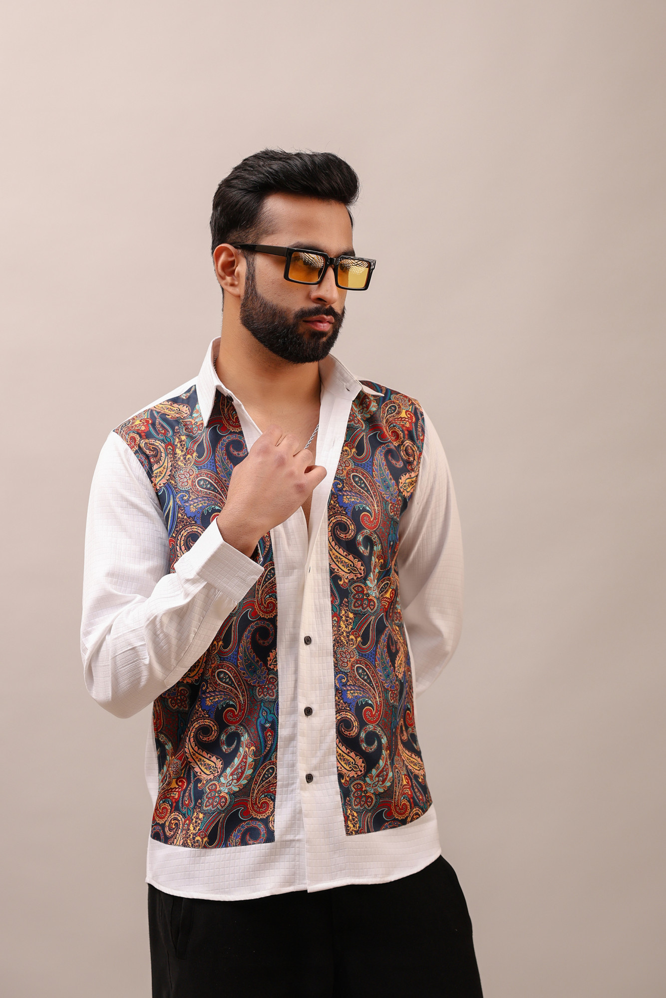 Print Patched Motif Shirt